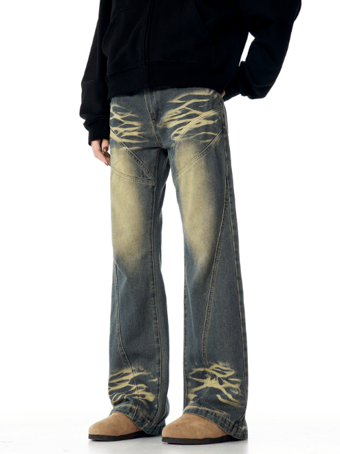 Japanese Brand × Jean High street washed distressed retro wide-leg flared jeans Size US 32 / EU 48 - 4 Thumbnail