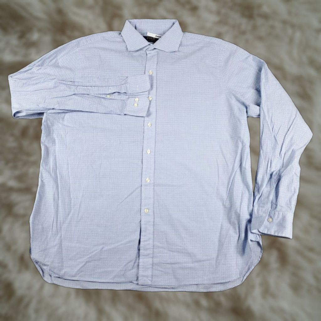 Ralph Lauren Ralph Lauren Shirt Mens 17.5 Blue Plaid Dress Button Up Long Sleeve Size 46R - 1 Thumbnail