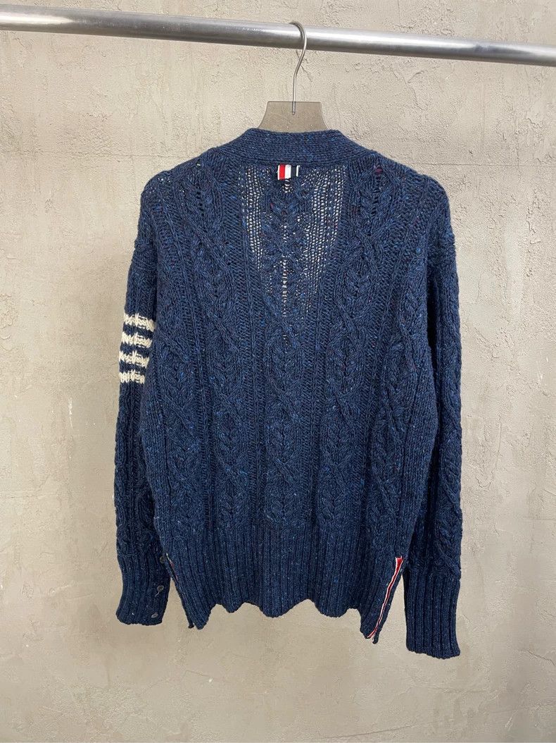 Thom Browne Thom browne Dark blue four-striped wool cardigan jacket 250 Size US L / EU 52-54 / 3 - 2 Thumbnail