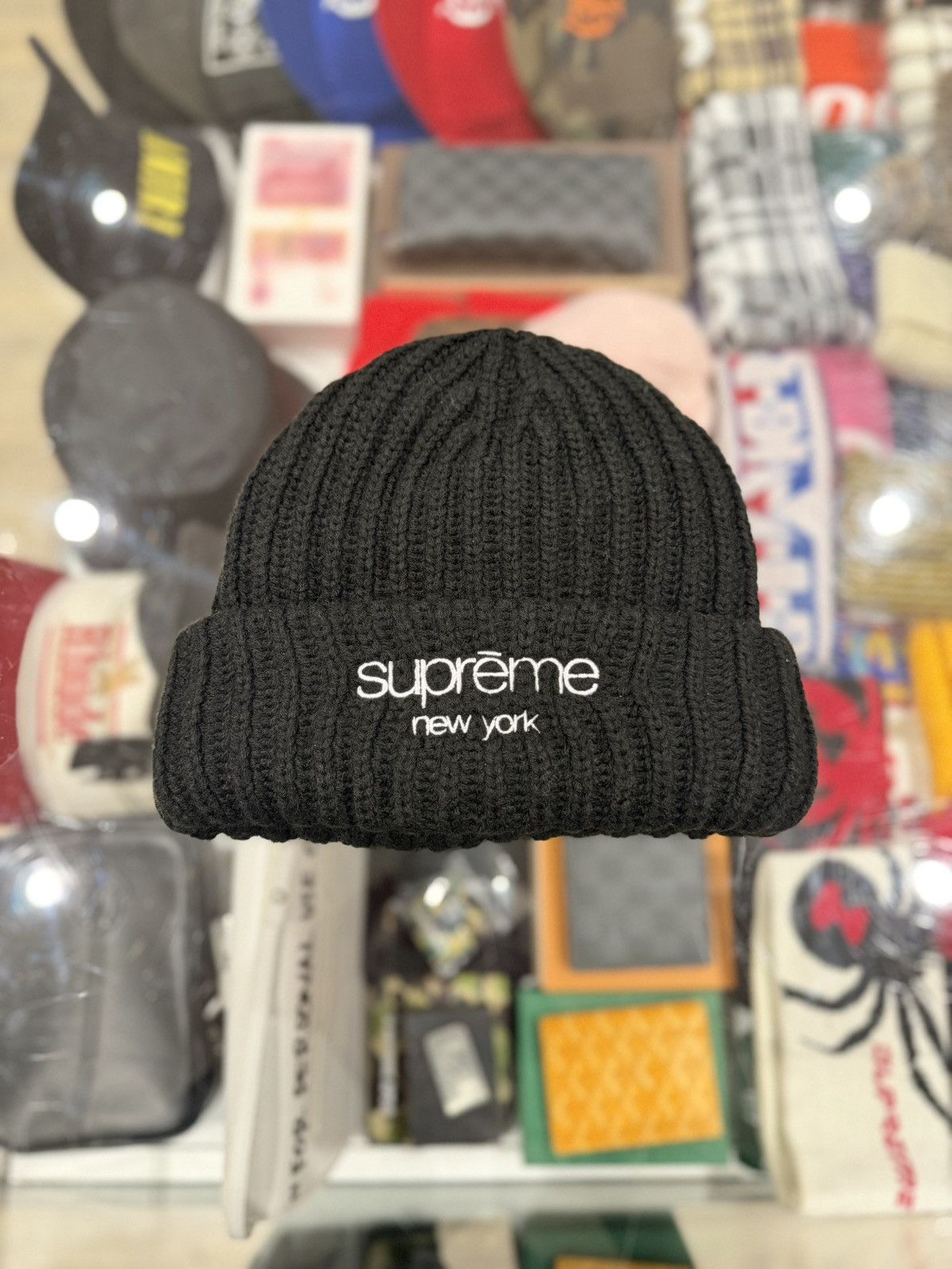 Supreme Supreme Chunky Rip Classic Logo Beanie Black Size ONE SIZE - 1 Thumbnail