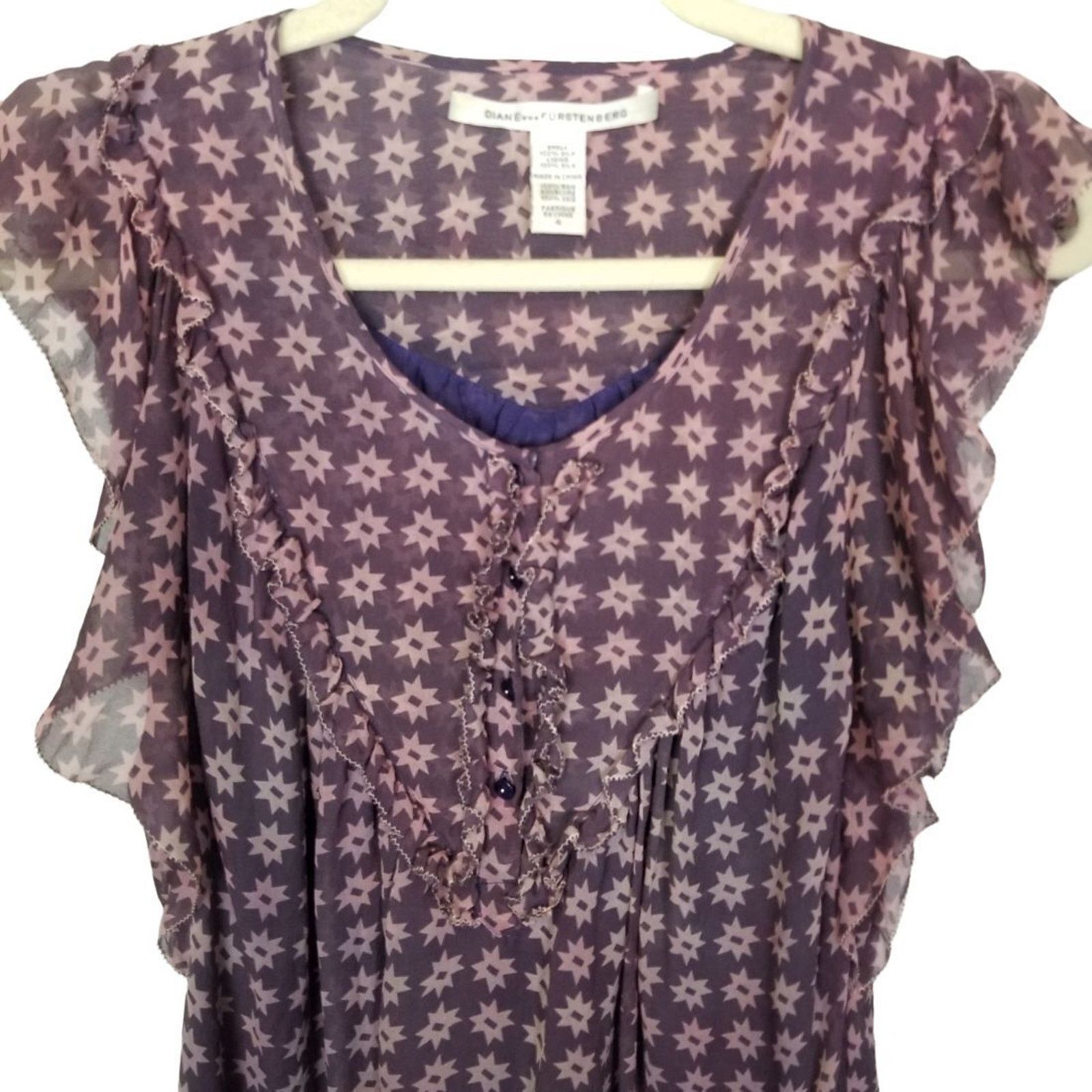 Diane von Furstenberg DVF Diane Von Furstenberg Celestial Silk Blouse Whimsigoth Size S / US 4 / IT 40 - 2 Thumbnail