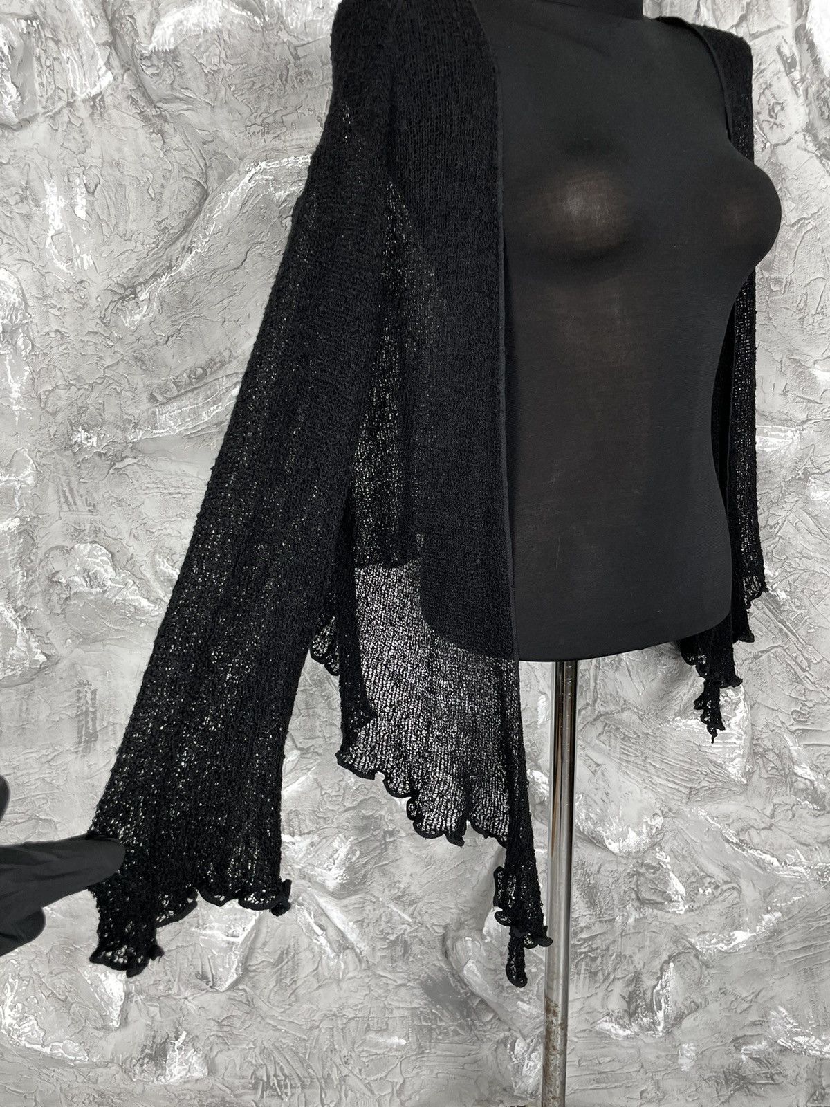 Japanese Brand Y2K Gothic Elegant Open Knit Mesh Cape Cardigan Size M / US 6-8 / IT 42-44 - 4 Thumbnail