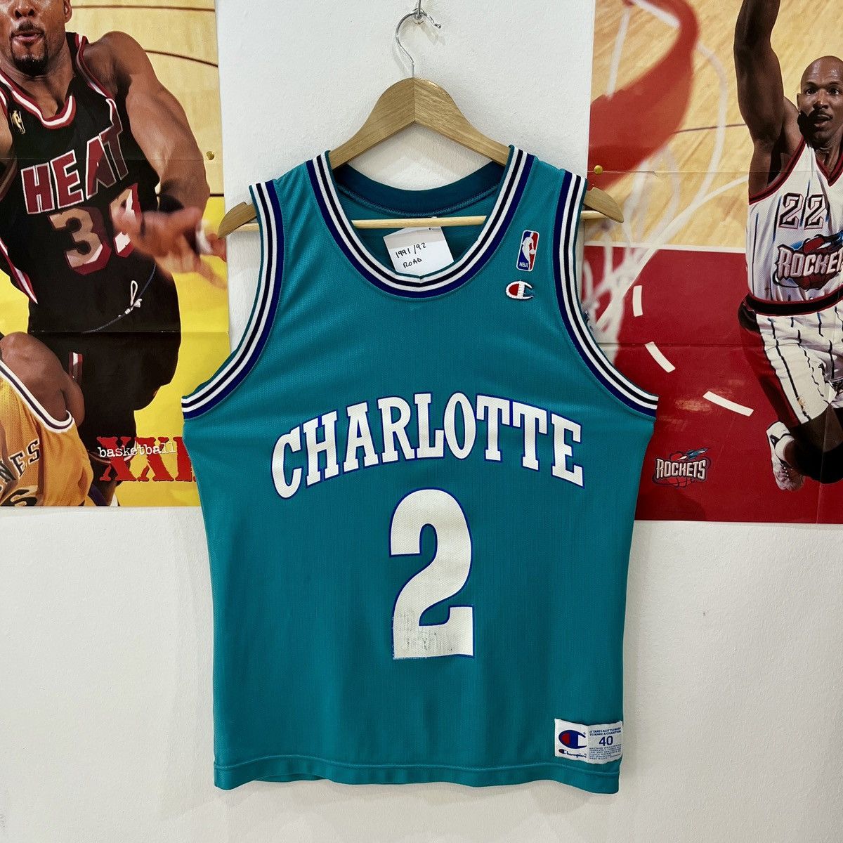 Champion × NBA × Vintage Vintage Charlotte Hornets 1991-92 Johnson #2 Champion Jersey Size US M / EU 48-50 / 2 - 1 Thumbnail