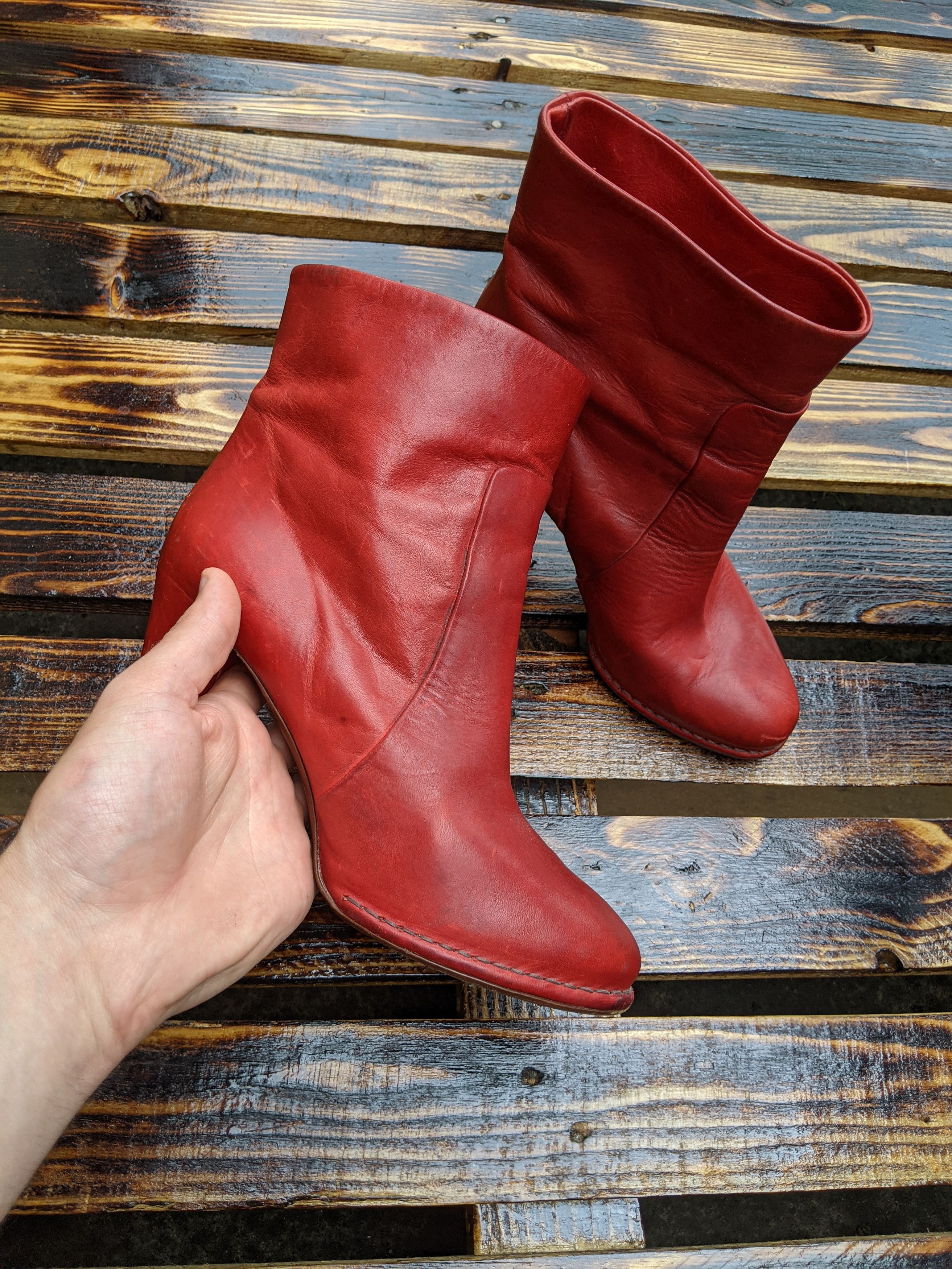 Genuine Leather × Vintage Roberto Del Carlo Red Leather Boots Size EU 38.5 US 7 Size US 8.5 / IT 38.5 - 10 Thumbnail