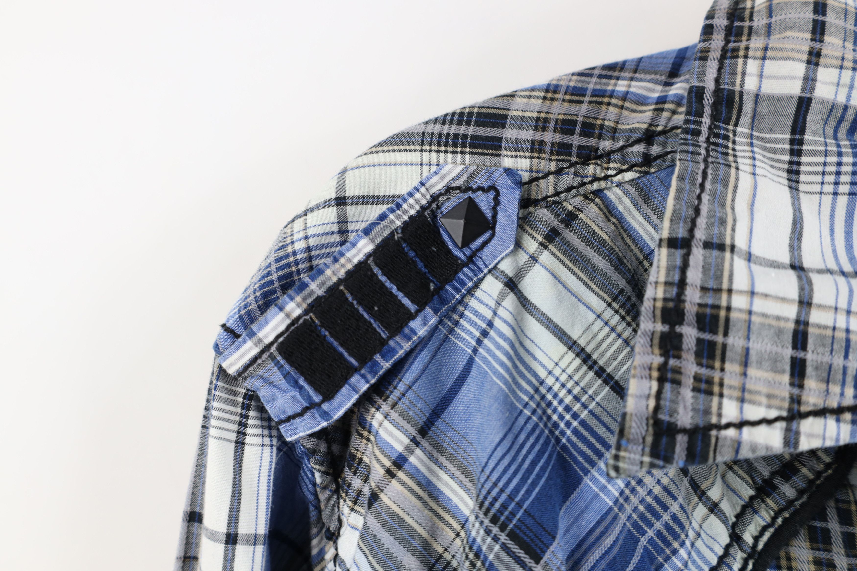 Vintage Buckle UFC MMA Iron Cross Studded Snap Button Shirt Plaid Size US M / EU 48-50 / 2 - 8 Thumbnail