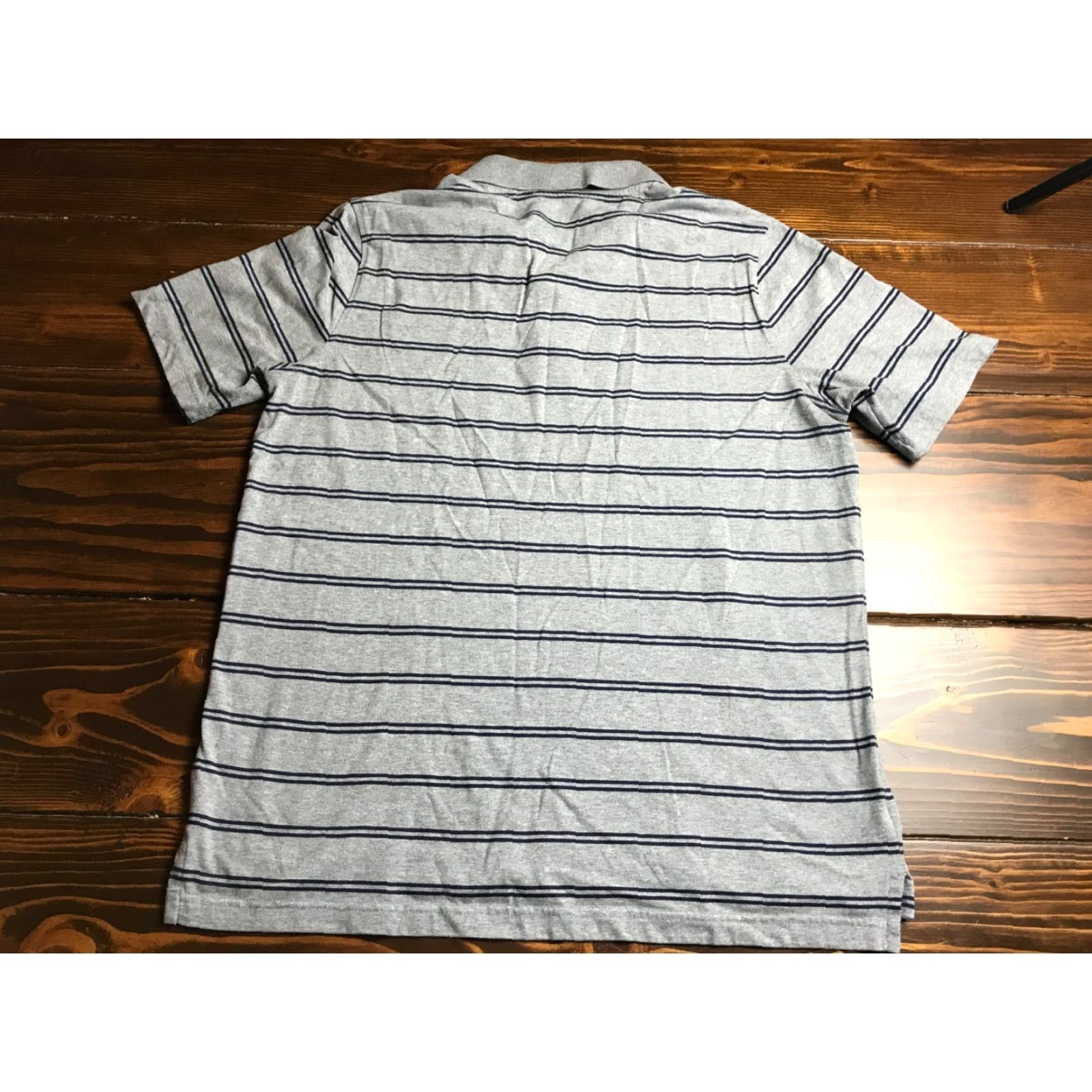 Croft & Barrow Croft & Barrow Polo Shirt Men's Large Gray Navy Blue Striped Short Sleeve Regular Fit Shirt Size US L / EU 52-54 / 3 - 2 Thumbnail