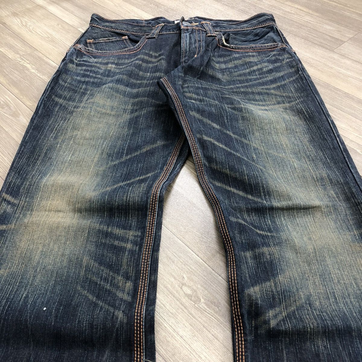 Edwin × If Six Was Nine × Japanese Brand 🇯🇵 2000s Edwin 503 Faded Lgb Goa Buckle Back Flared Jeans Size US 32 / EU 48 - 2 Thumbnail
