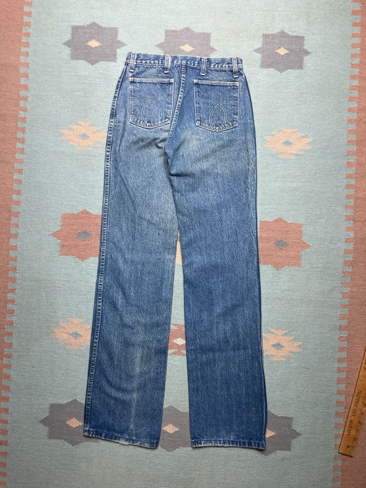 Vintage 70s bell bottom jeans flare dark denim faded womens 28x36 Size 28" / US 6 / IT 42 - 8 Thumbnail