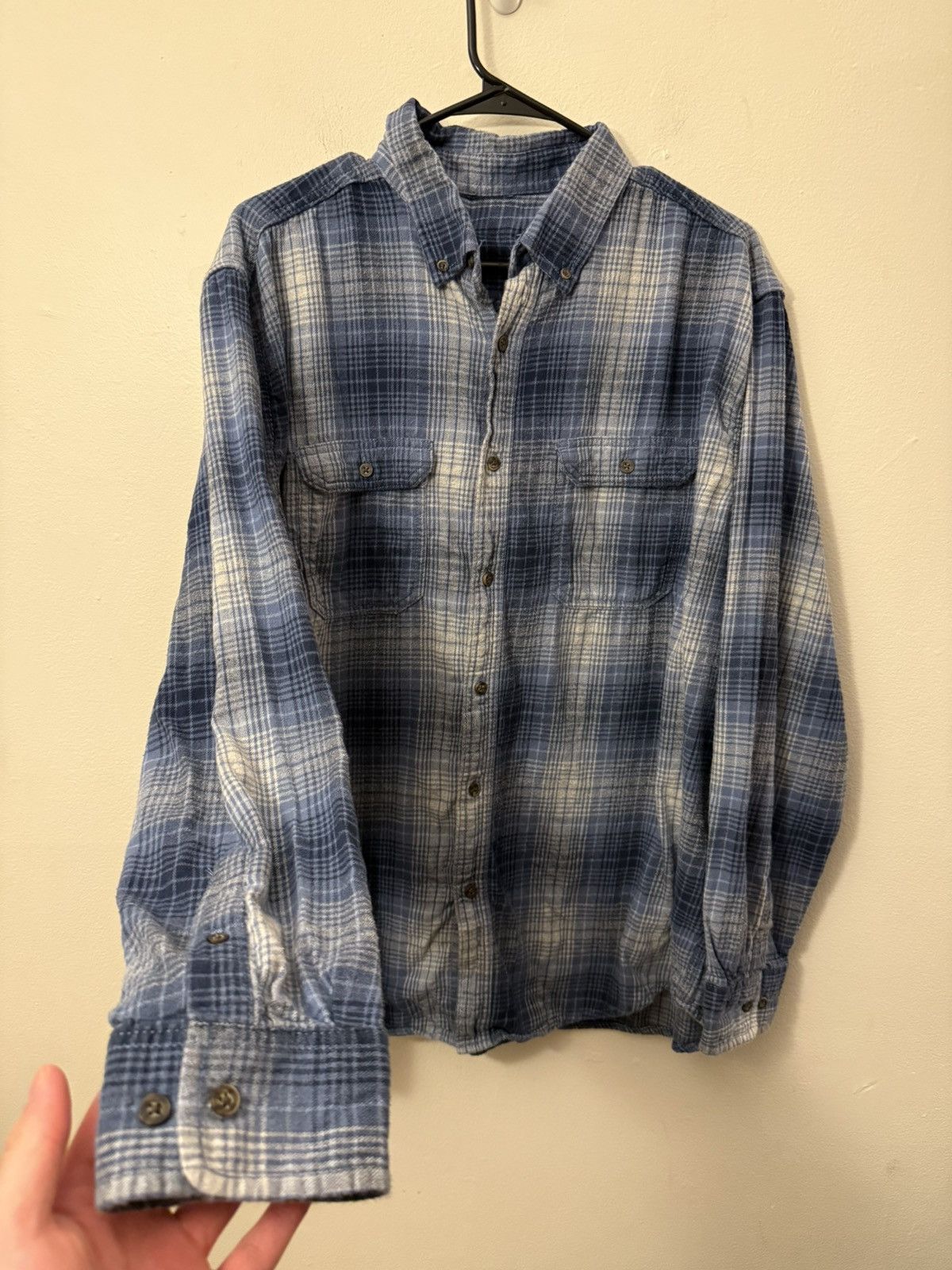 Vintage (XL) BEAUTIFUL FADED VINTAGE Blue Flannel Button Up Shirt Size US XL / EU 56 / 4 - 1 Thumbnail