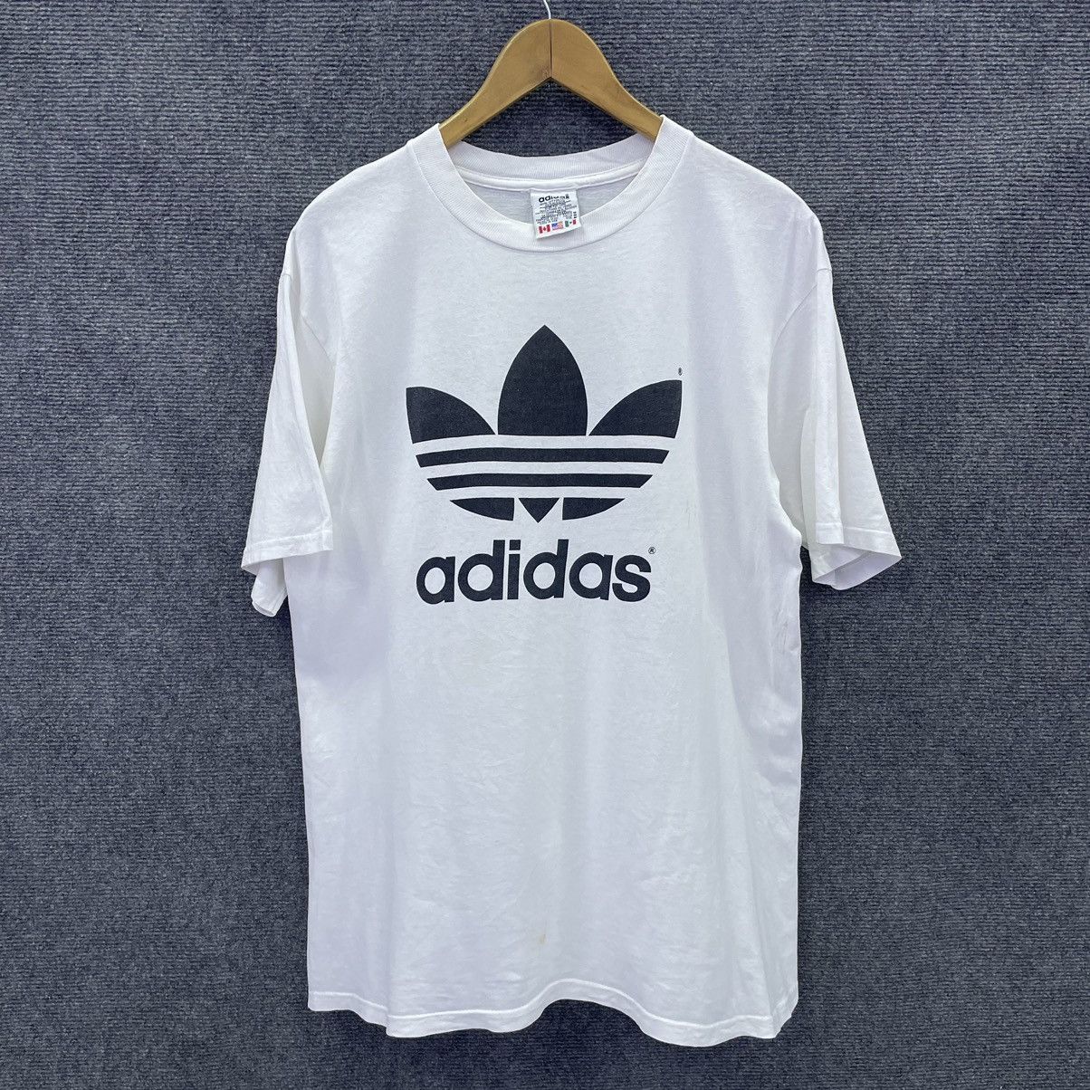 Adidas × Vintage 1990s Adidas Big Logo Double Sided Graphic T Shirt Size US L / EU 52-54 / 3 - 1 Thumbnail