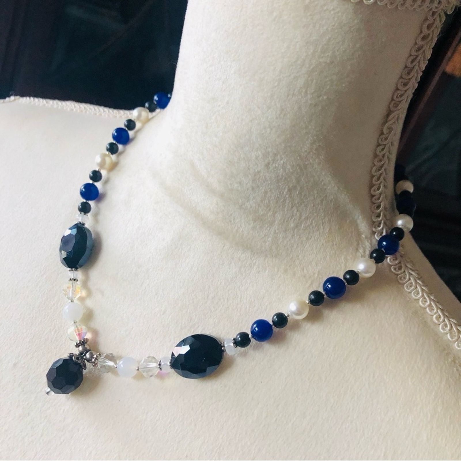 Handmade Handcrafted lazurite faceted jet crystal necklace Size ONE SIZE - 3 Thumbnail
