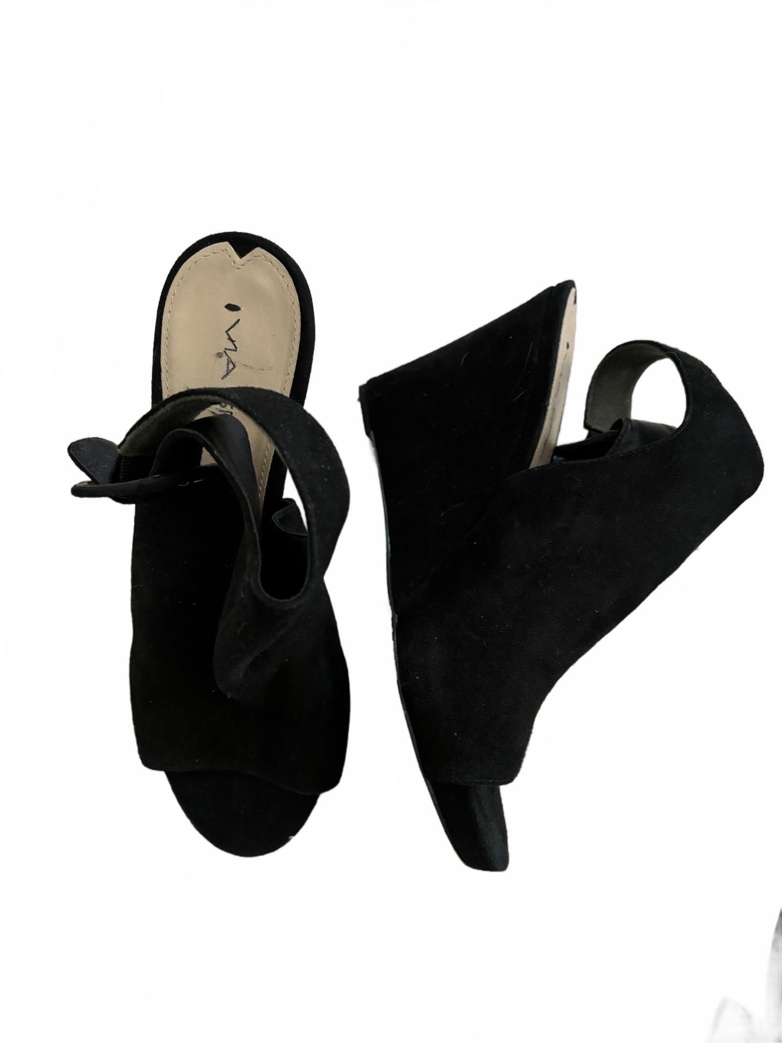 Designer EUC Stylish VIA SPIGA Black Suede Wedge Sandals sz 7 Size US 7 / IT 37 - 1 Thumbnail