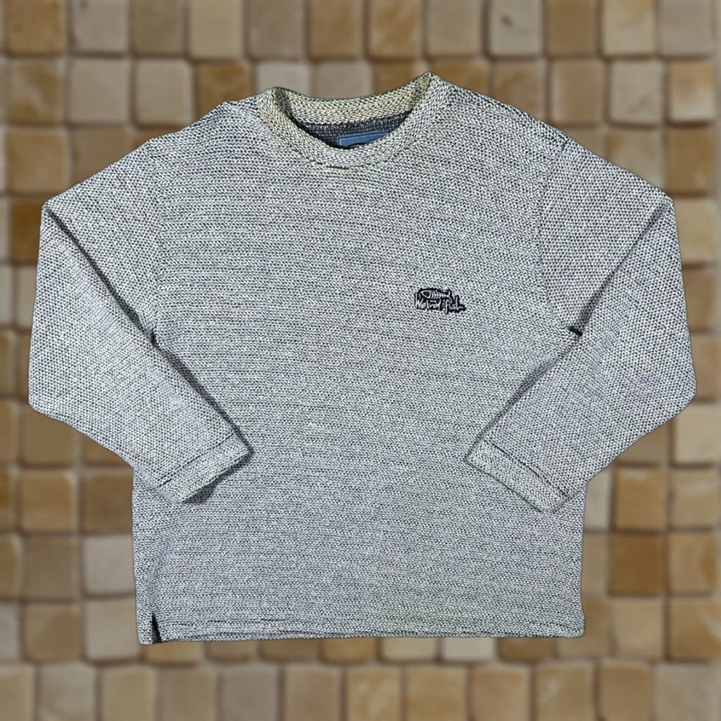 Vintage Weird Fish Grey Heavyweight Macaroni Knit Crewneck Sweatshirt XXL Men Pullover 90% Cotton 10% Polyester, Logo, Long Sleeve, Regular Fit Size US XXL / EU 58 / 5 - 1 Thumbnail