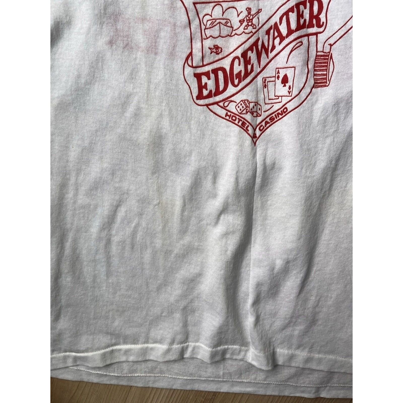 Vintage TRUE VINTAGE EDGEWATER CASINO SINGLE STITCH GRAPHIC TEE 80S Size US XL / EU 56 / 4 - 7 Thumbnail