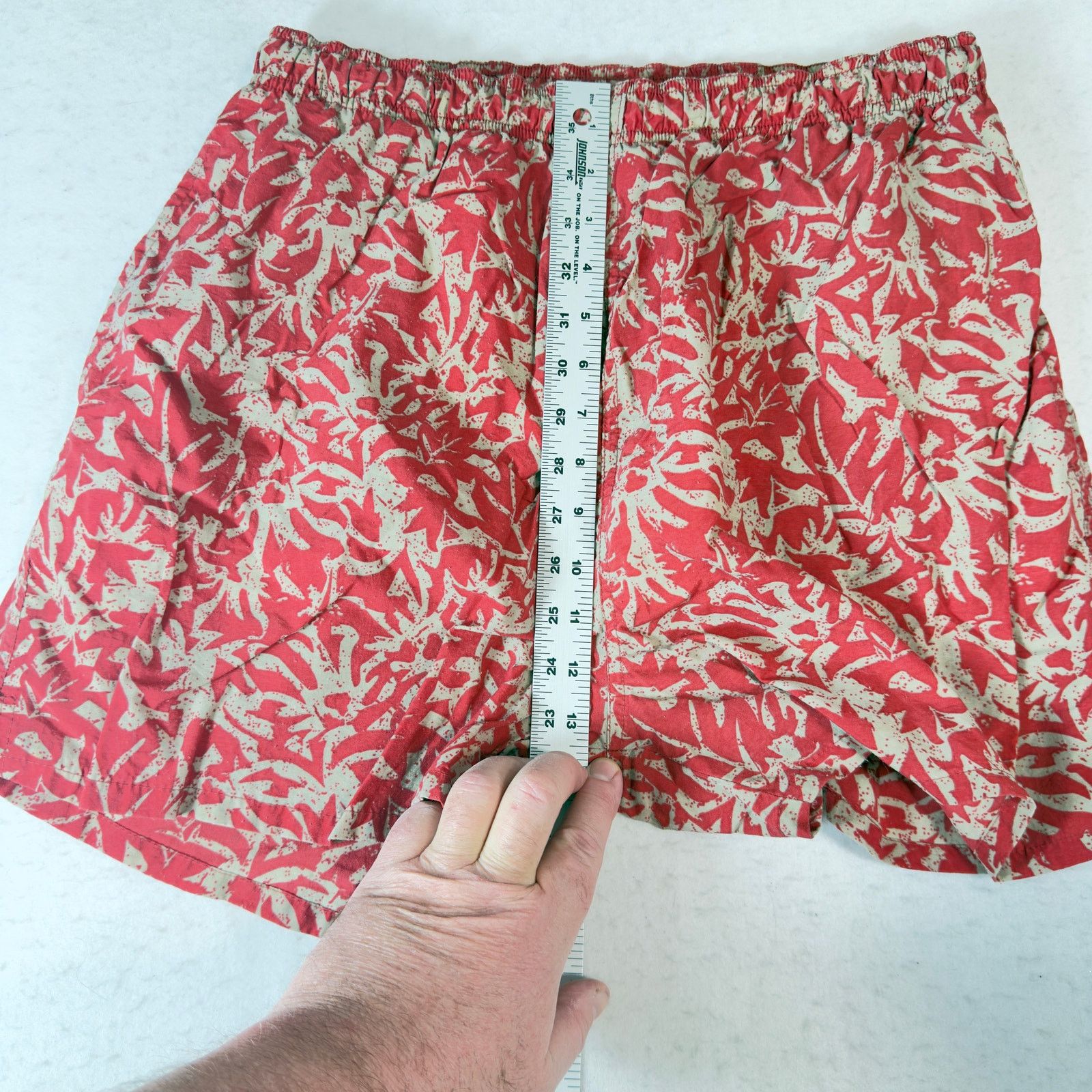 Other Laguna Men Large Swim Trunks Red Leaf Print Lined Drawstring Size US 30 / EU 46 - 12 Thumbnail