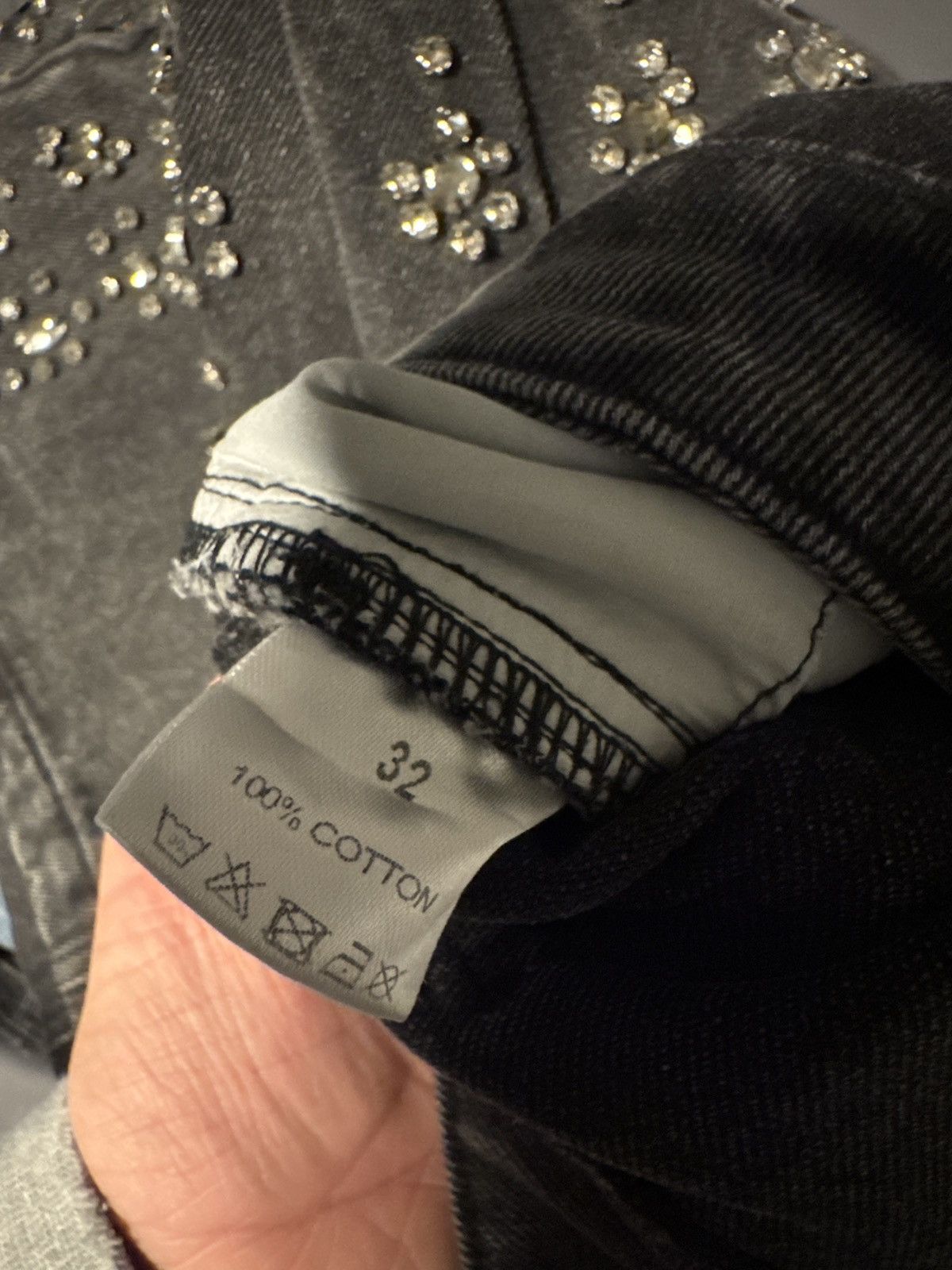 Vale Vale Black Rhinestone Washed Jeans Size US 32 / EU 48 - 7 Thumbnail