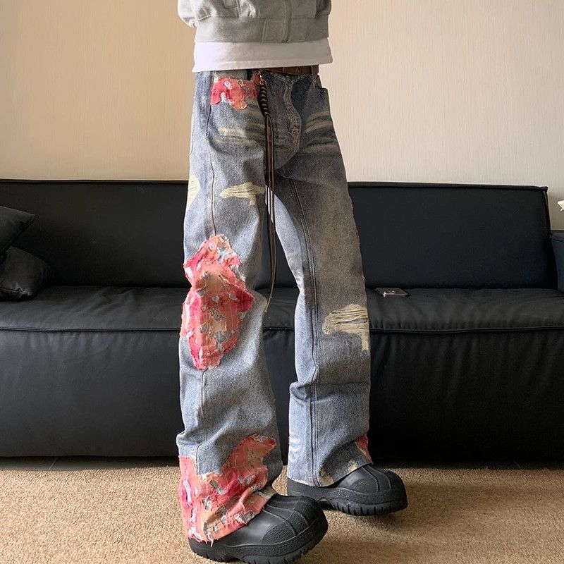 Japanese Brand × Jean × Vintage Micro Horn Printing Splicing Jeans Size US 33 - 1 Thumbnail