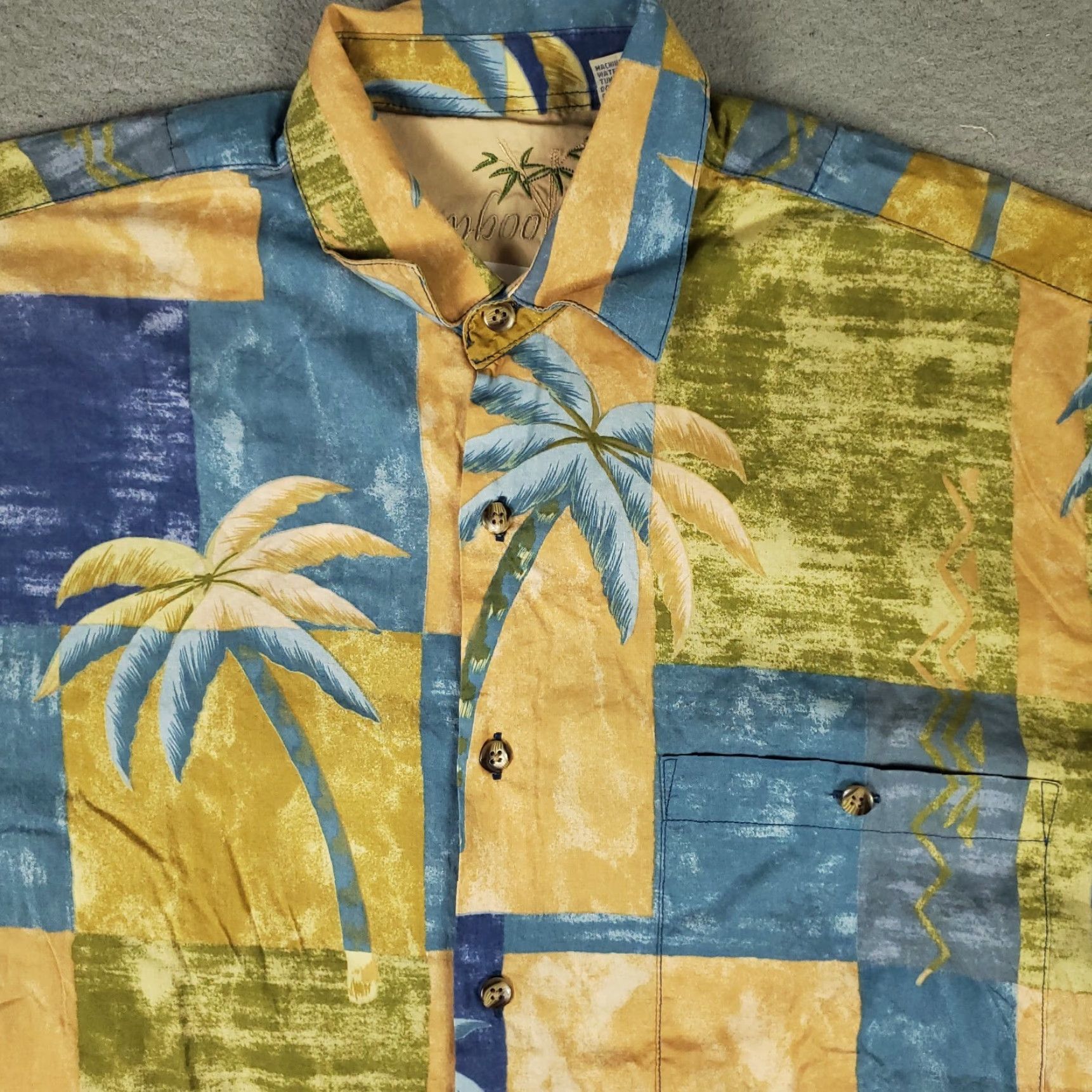 Vintage Bamboo Cay Shirt Mens Small Blue Palm Tree Hawaiian Button Up Short Sleeve Shirt Size US S / EU 44-46 / 1 - 2 Thumbnail