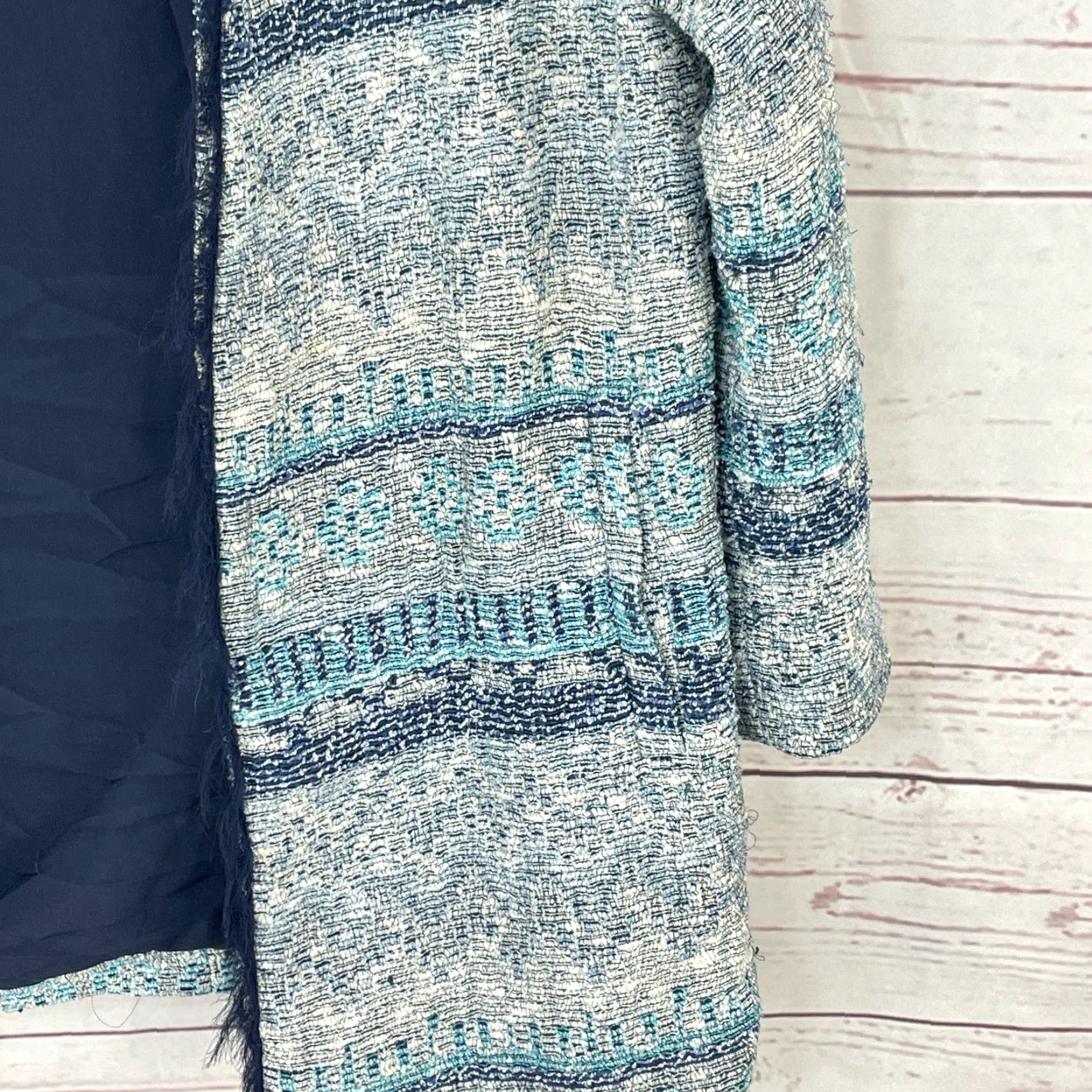 Zara Zara Basic Jacket Womens Small Blue Knit Lined Open Front Jacquard Long Sleeve Vintage No Size S / US 4 / IT 40 - 3 Thumbnail