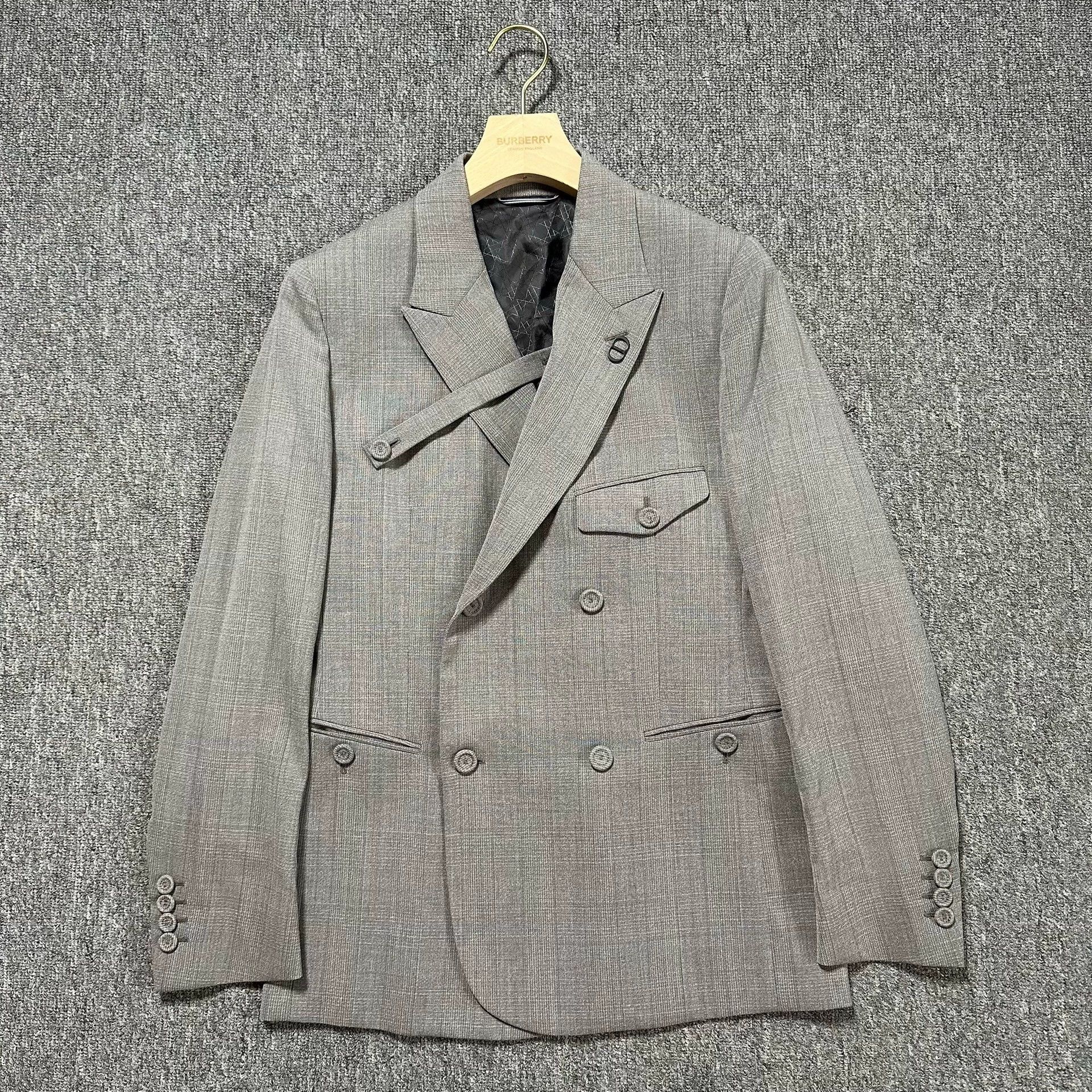 Dior Dior Gray Double Breasted Suit Jacket Size US M / EU 48-50 / 2 - 1 Thumbnail