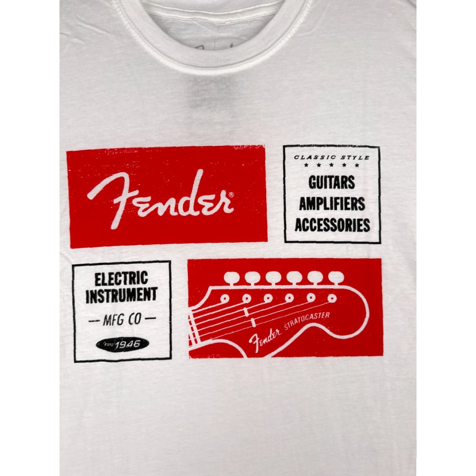 Fender Fender Men's Vintage Guitar T-Shirt 1964 Stratocaster Cotton Short Sleeve Medium White Music Teal Size US M / EU 48-50 / 2 - 7 Thumbnail