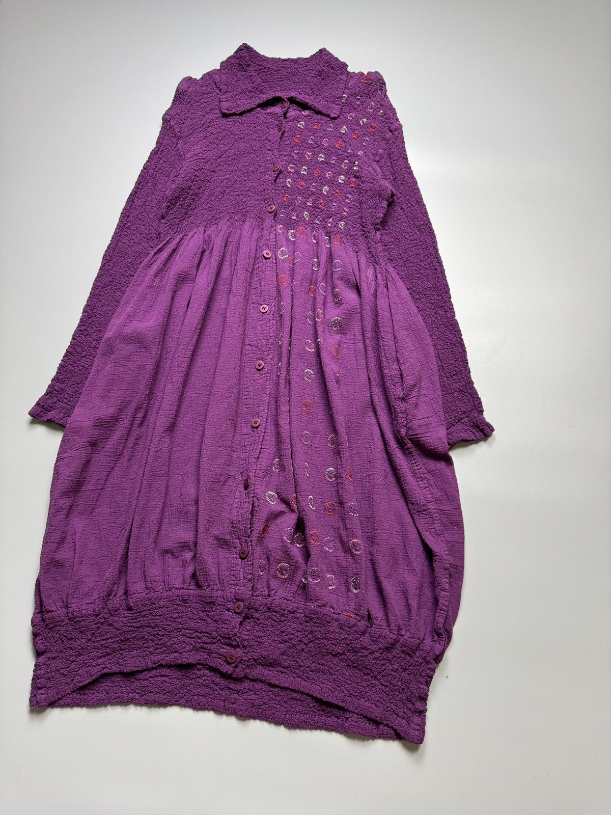 Issey Miyake Issey Miyake Me - Flower Embroidered Design Pleated Dress Size ONE SIZE - 3 Thumbnail