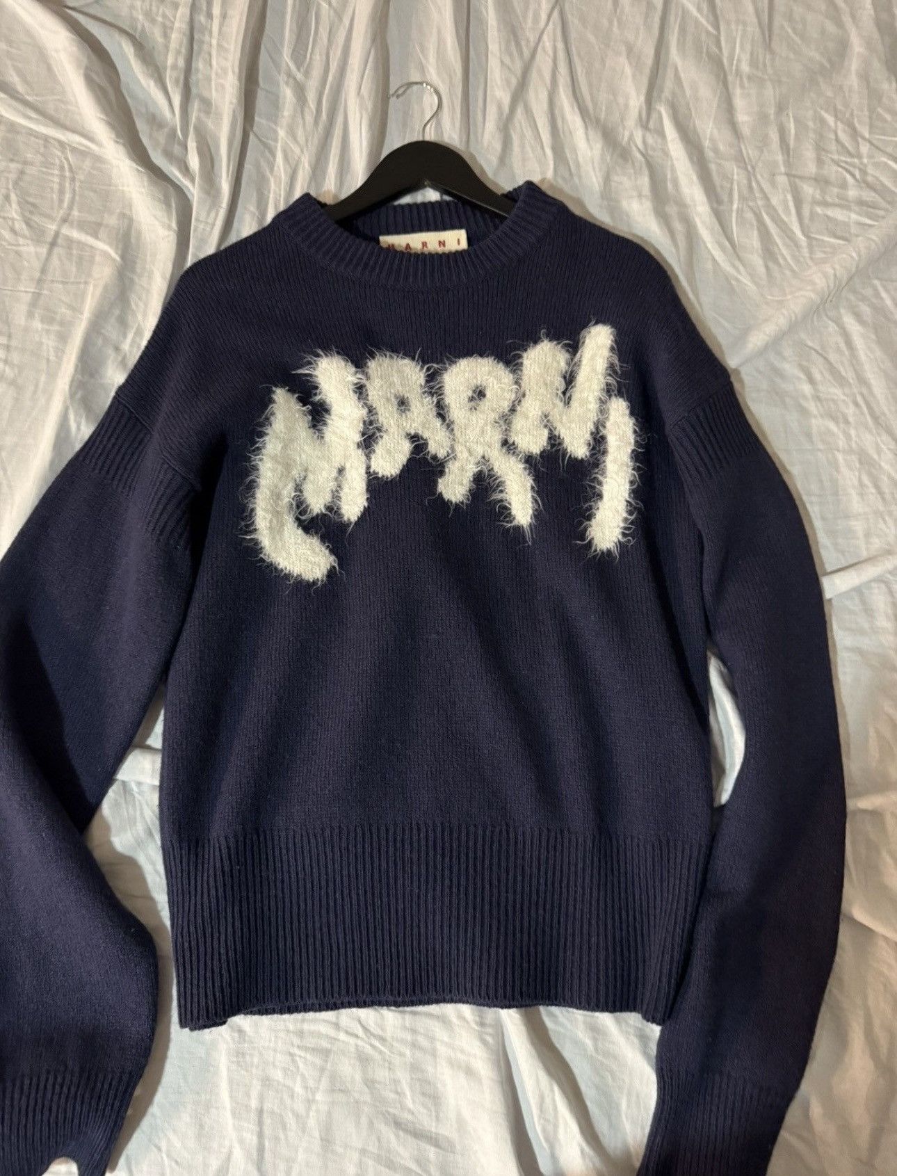 Marni Marni navy mohair logo sweater Size US M / EU 48-50 / 2 - 4 Thumbnail