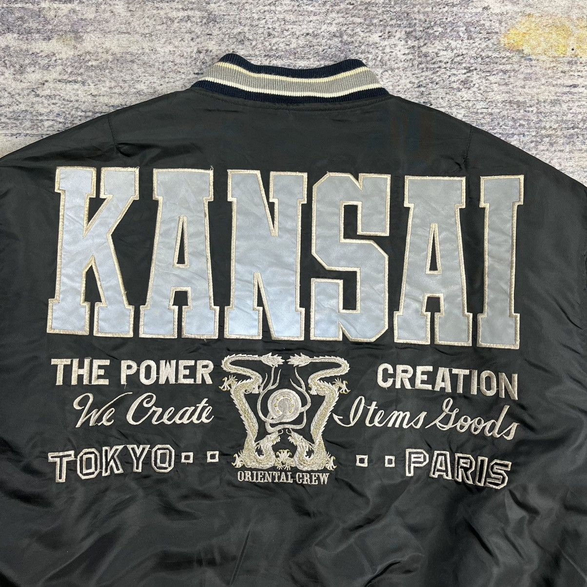 Yohji Yamamoto 90s Kansai Yamamoto embroidery dragon reflective logo jacket Size US L / EU 52-54 / 3 - 5 Thumbnail