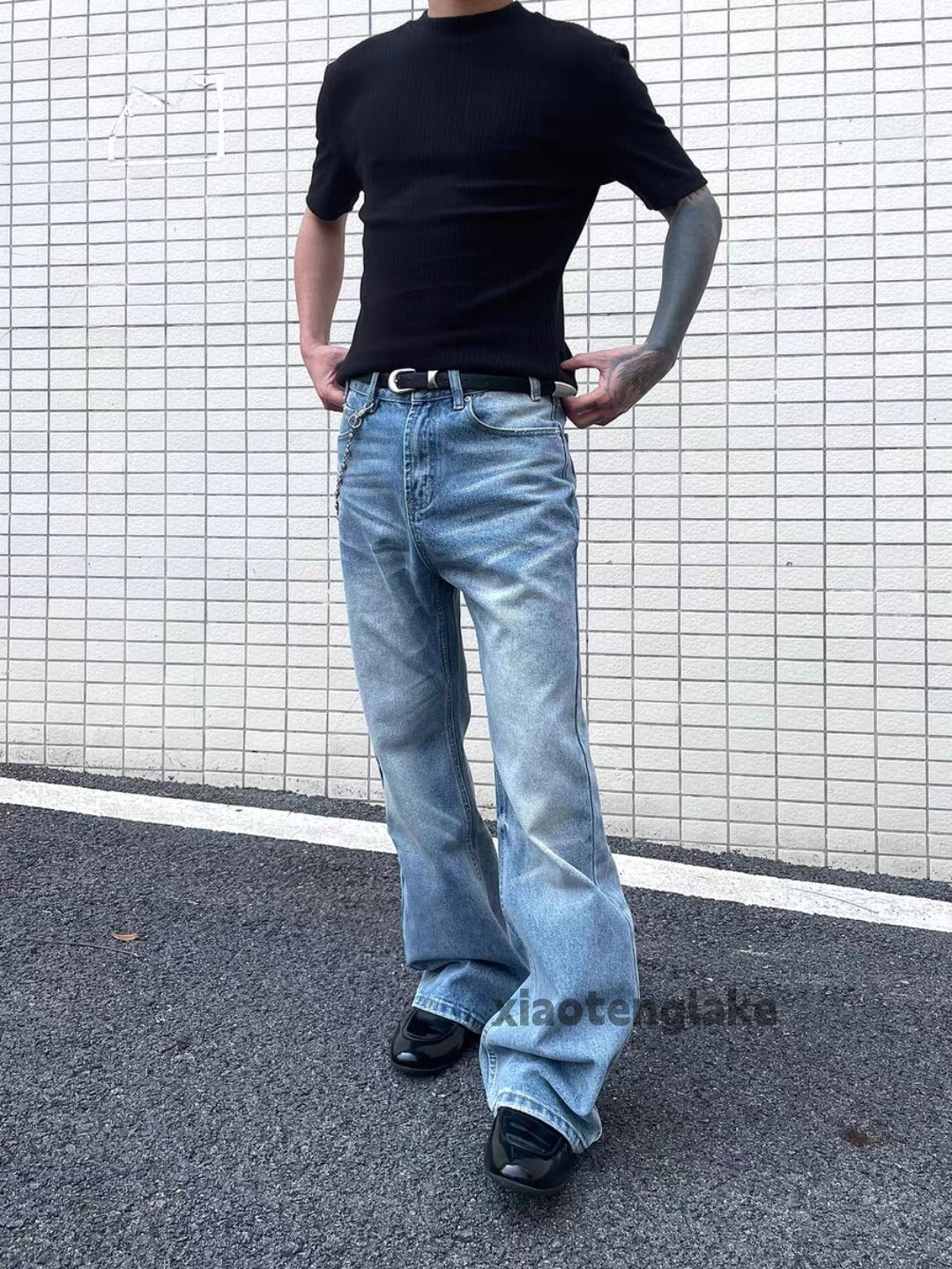 Jean Unisex washed faded cleanfit yuppie y2k flared jeans Size US 32 / EU 48 - 7 Thumbnail