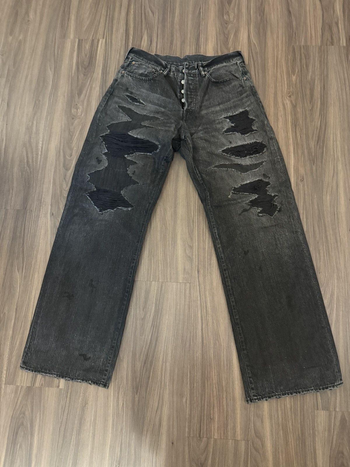Hidden NY Black Distressed Jeans Men’s 34 Made in Japan