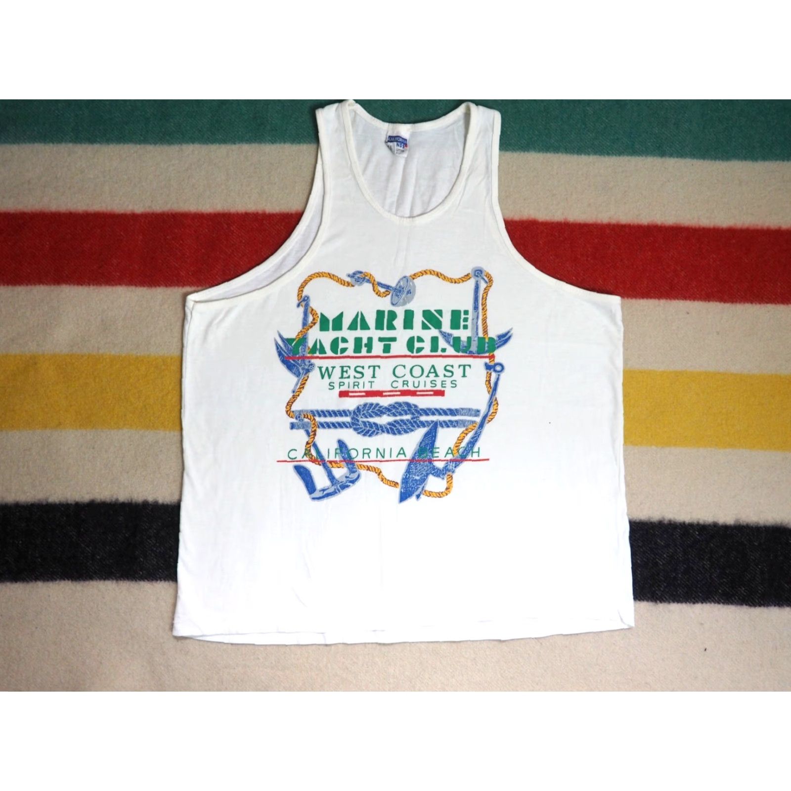 Vintage VINTAGE California Yacht Club Cruise Beach White Tank Top Tee T-Shirt Mens L Size US L / EU 52-54 / 3 - 2 Thumbnail