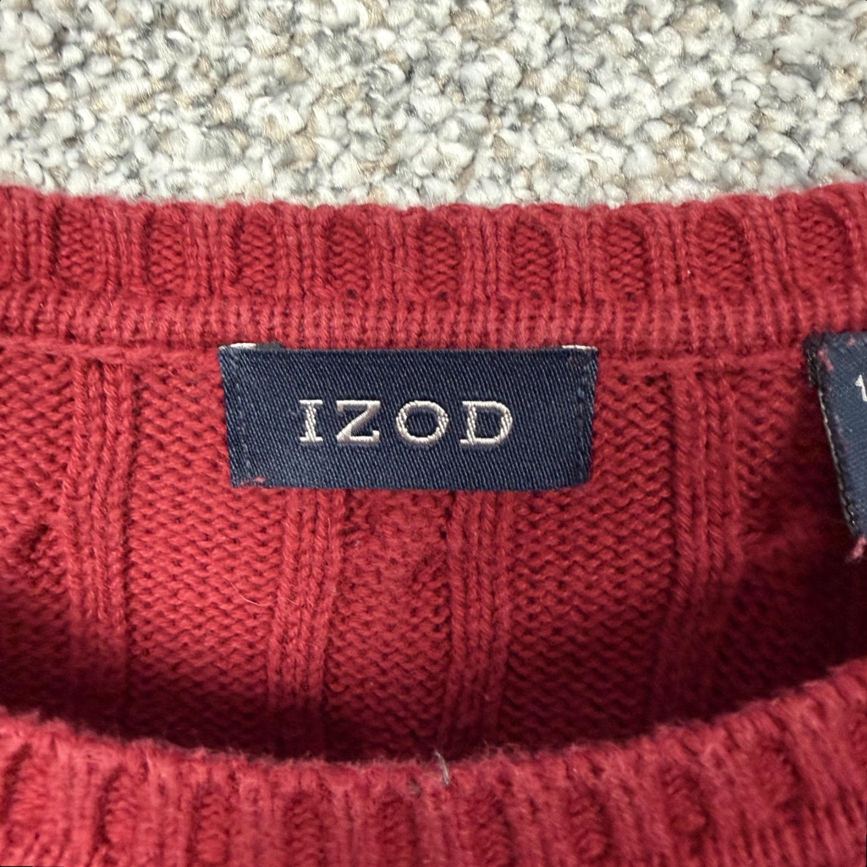 Izod IZOD Sweater Red Cable-Knit Crewneck Cotton L Men’s Regular Fit Pullover Casual Fall Winter Size US L / EU 52-54 / 3 - 6 Thumbnail
