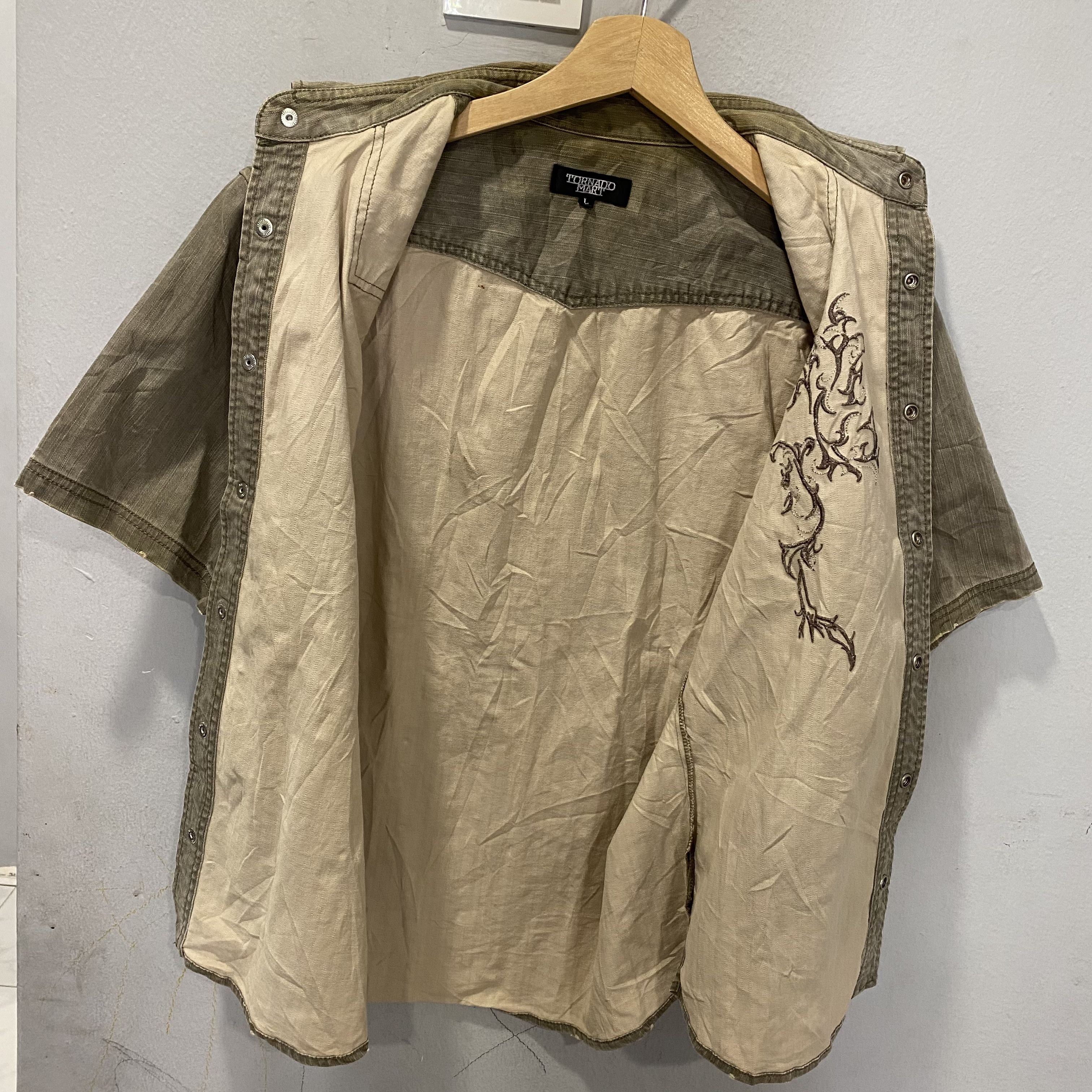 Tornado Mart Tornado Mart Japan Punk gothic embroidery faded button shirt Size US M / EU 48-50 / 2 - 12 Thumbnail