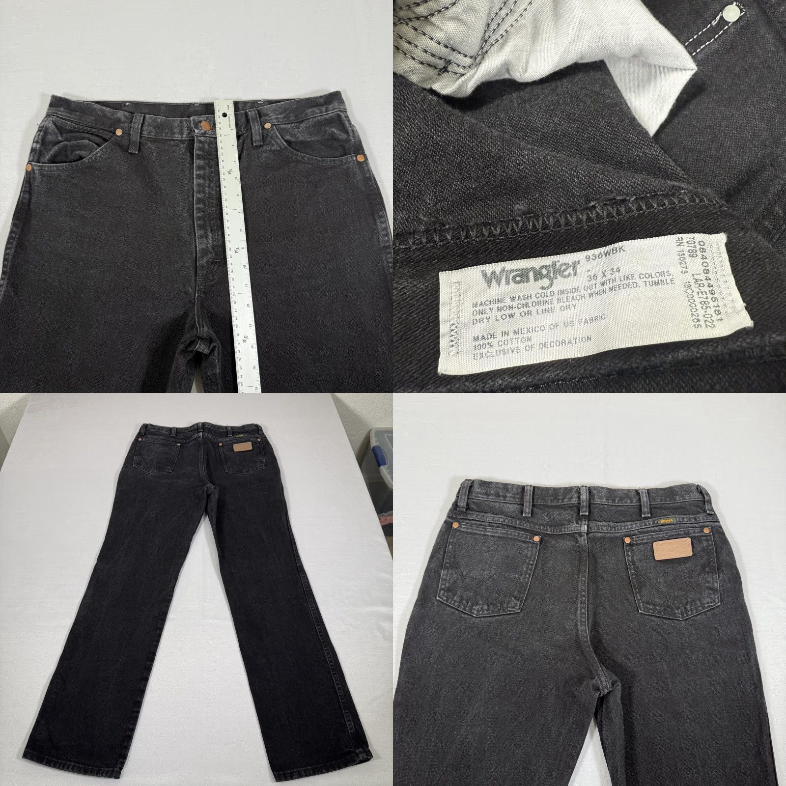 Wrangler Wrangler Jeans Mens 36x34 Black 936 Slim Fit Denim Pants Western Cowboy Cut Work Size US 36 / EU 52 - 8 Thumbnail