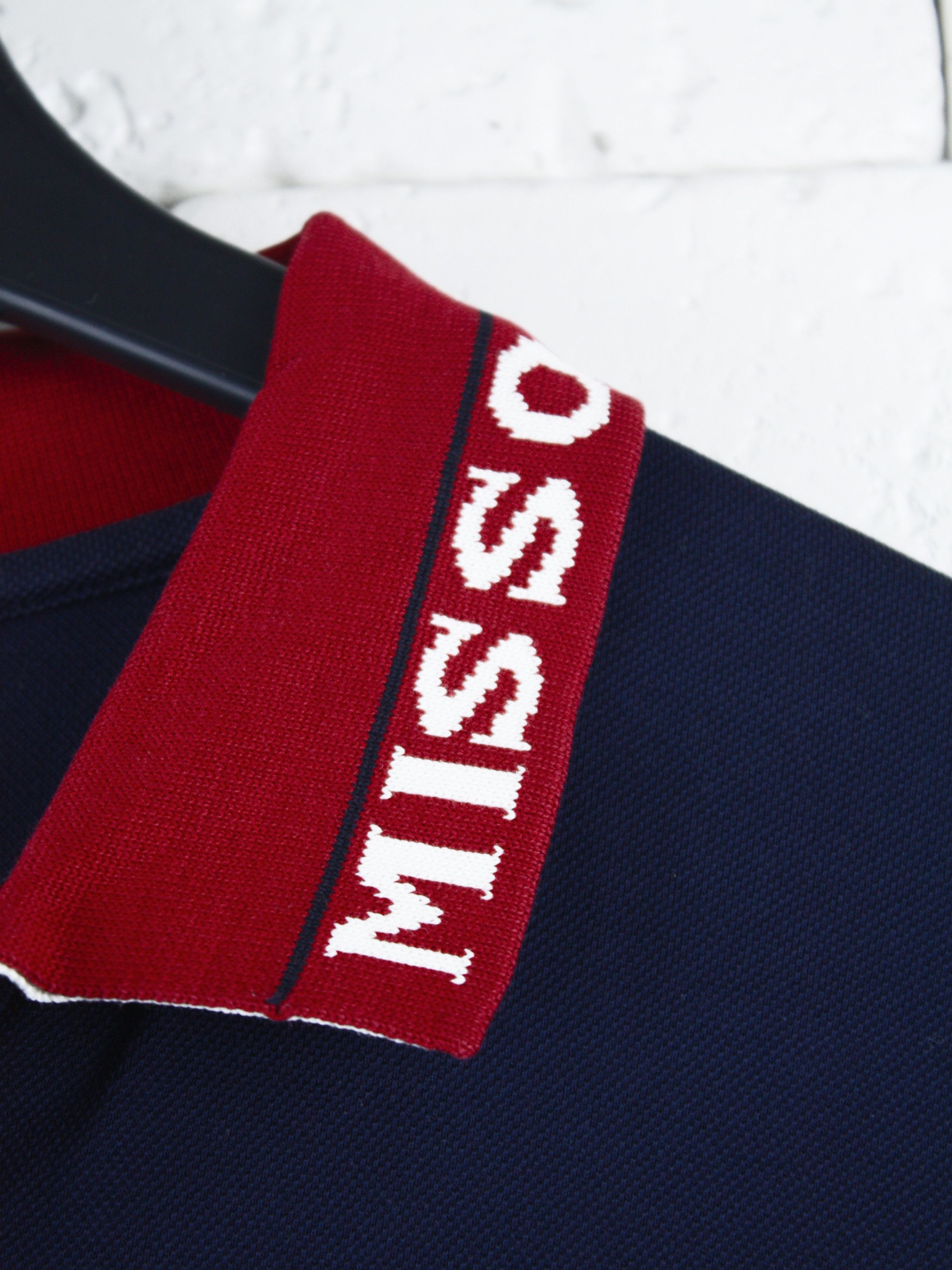 Missoni Missoni Vintage Long Sleeve Navy Polo Shirt with Red Collar Size US M / EU 48-50 / 2 - 5 Thumbnail