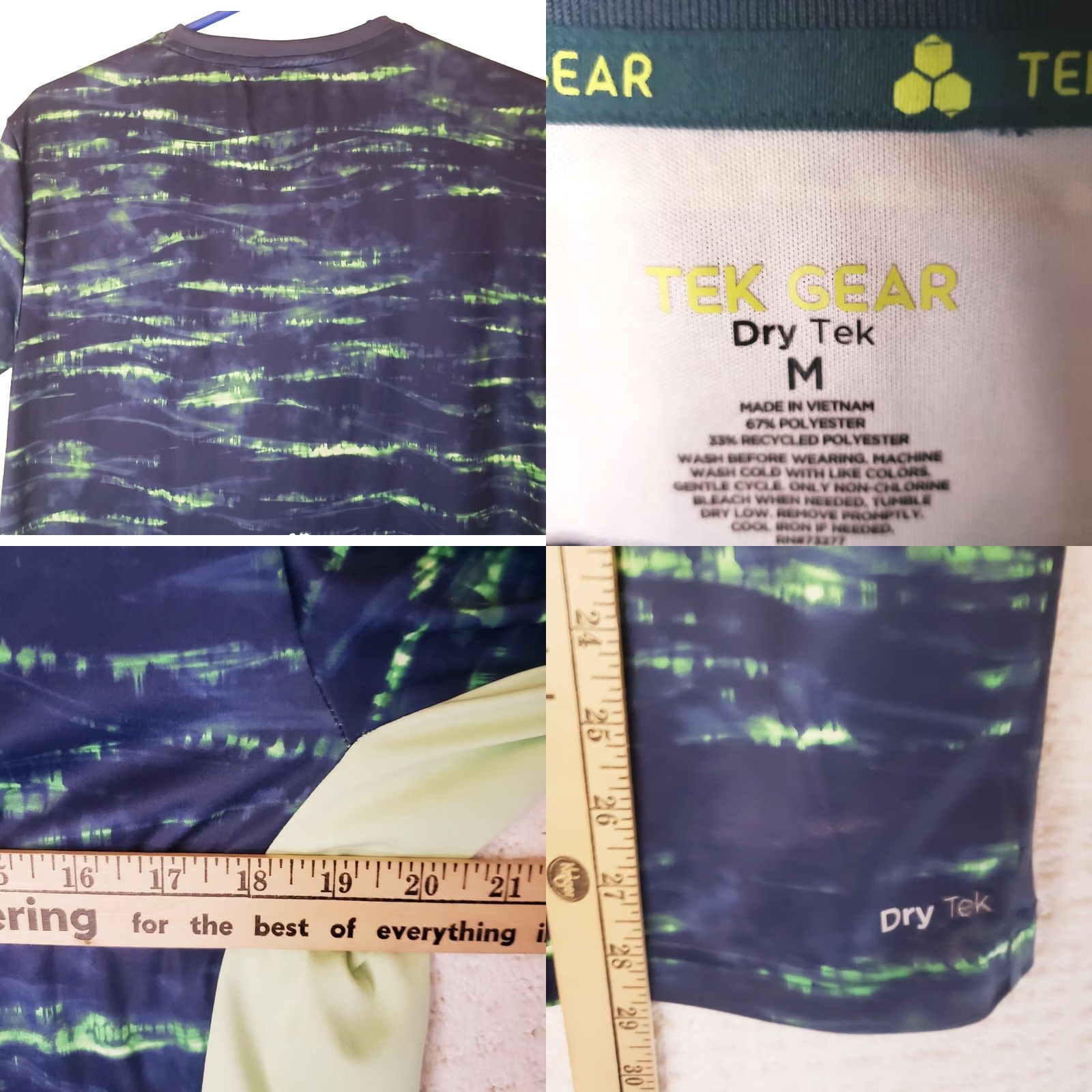 Tek Gear Tek Gear Dri Tek Tee Blue Water Water Pattern Athletic Short Sleeve Shirt Mens M VINTAGE: No Size US M / EU 48-50 / 2 - 8 Thumbnail