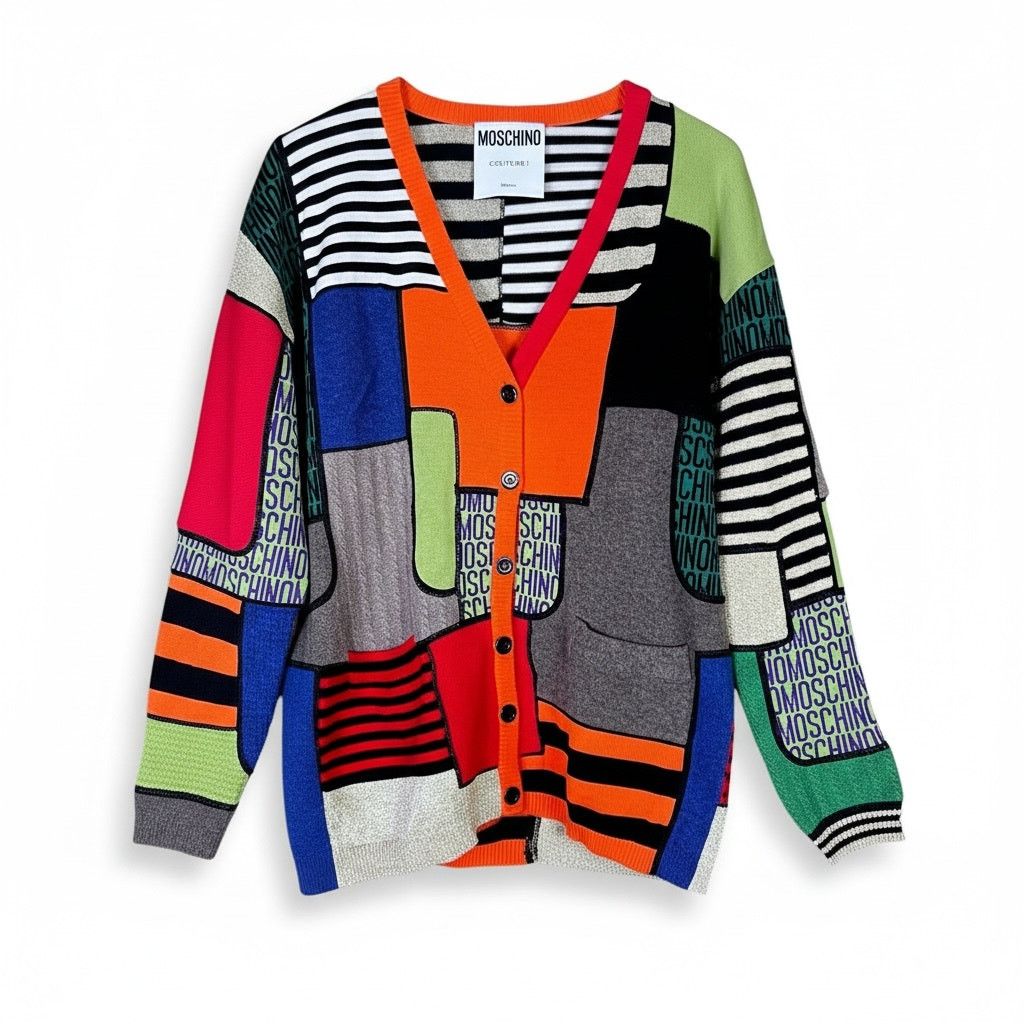 Moschino Moschino Couture Jeremy Scott US 6 Patchwork Wool Cardigan Size US L / EU 52-54 / 3 - 1 Thumbnail
