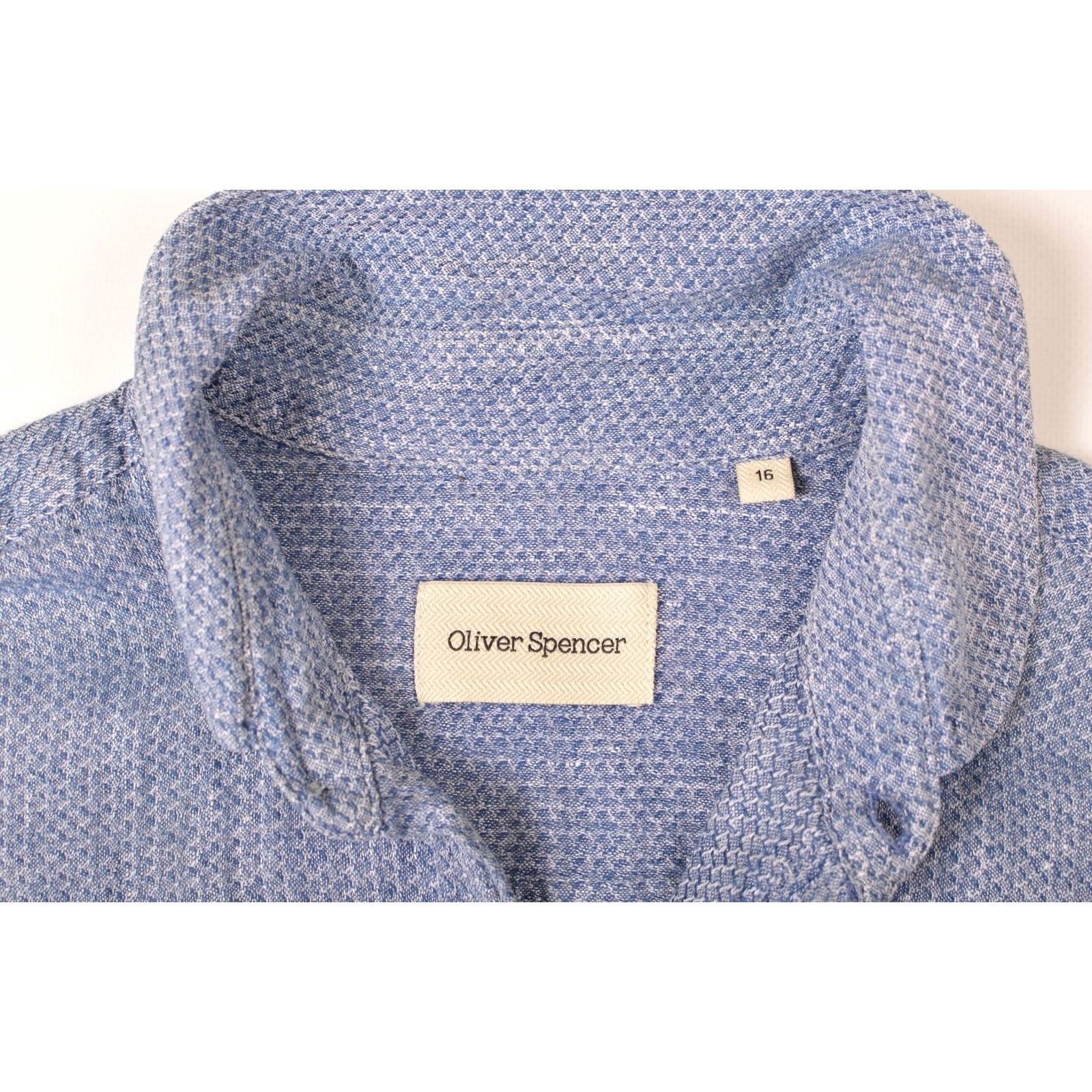 Oliver Spencer Oliver Spencer Blue Linen Long Sleeve Button-Up Shirt 16 Mens Size US L / EU 52-54 / 3 - 4 Thumbnail