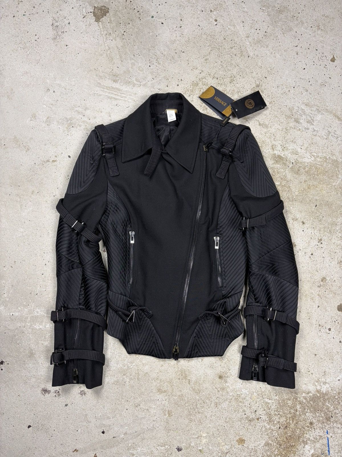 Versace FW2003 Gianni Versace by Donatella Bondage Moto Biker Jacket Size M / US 6-8 / IT 42-44 - 2 Thumbnail