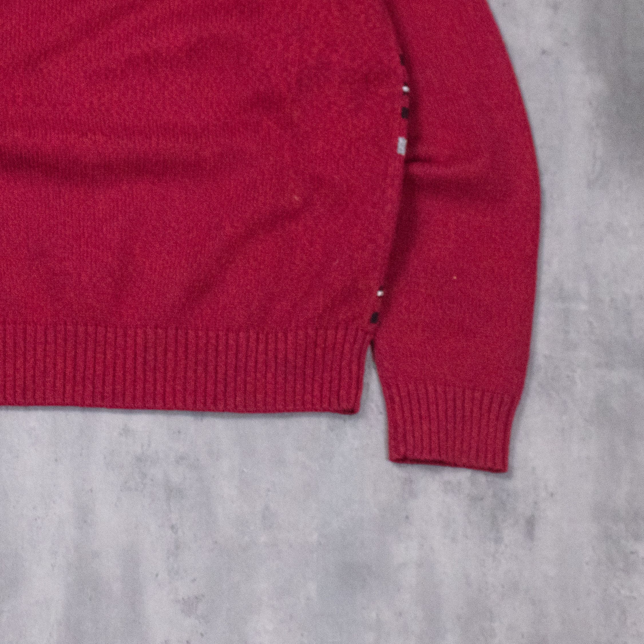 Vintage Vintage 1990's Geoffrey Beene 3D Plaid Red' Knitted Crewneck Size US L / EU 52-54 / 3 - 8 Thumbnail