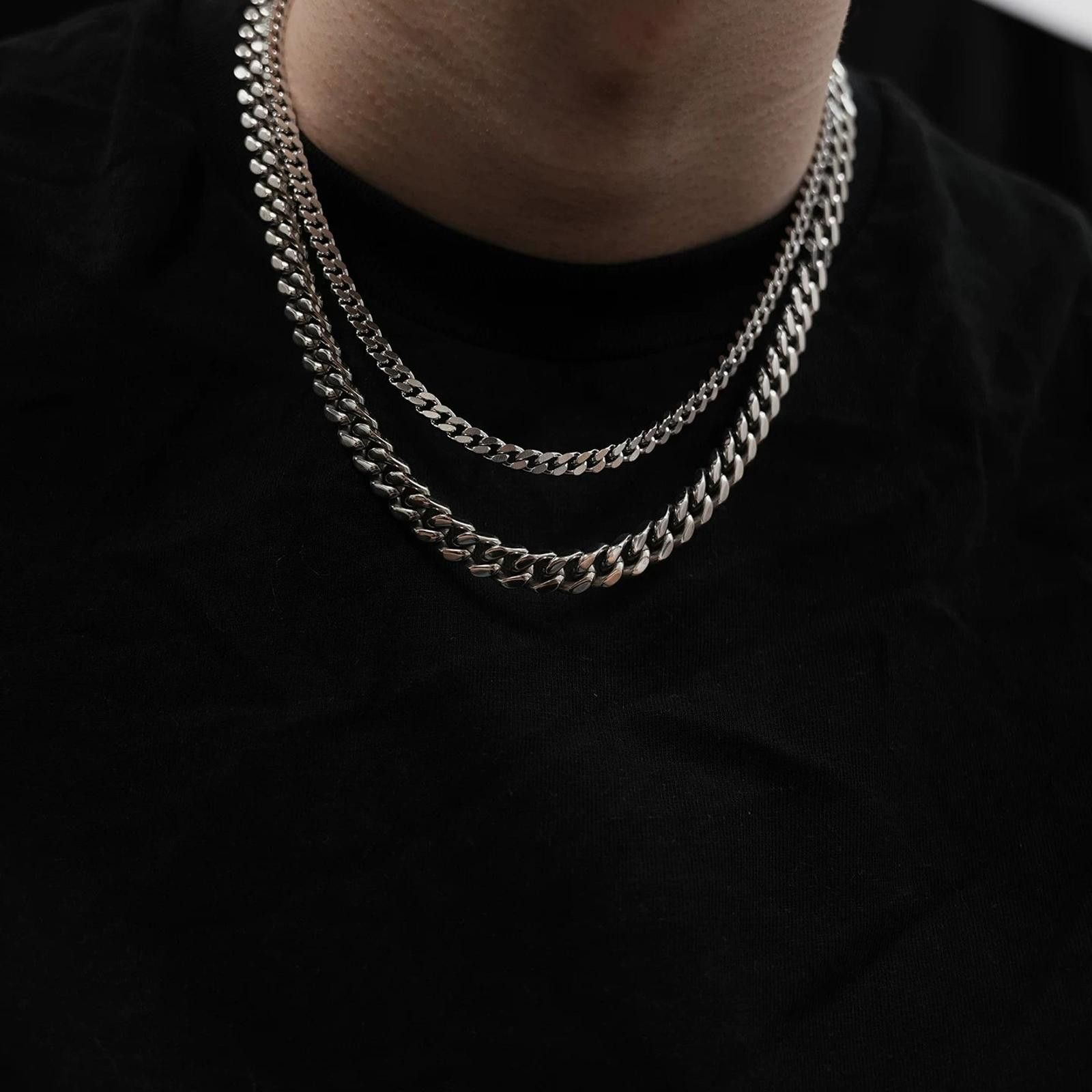 Jewelry Silver Cuban Chain Necklace | Metal Chain Size ONE SIZE - 2 Thumbnail