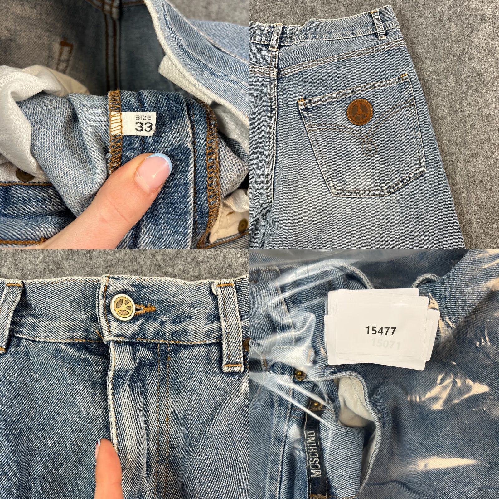 Moschino VINTAGE Moschino Jeans Regular Tapered 30 34 Blue Peace Sign Italy Designer Men Size US 30 / EU 46 - 9 Thumbnail