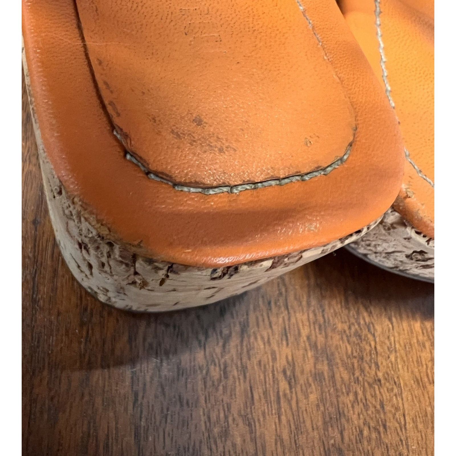 Miu Miu Miu Miu Orange / Teal 2” Cork Wedge Sz 5.5 Ankle Buckle Size US 5.5 / IT 35.5 - 14 Thumbnail