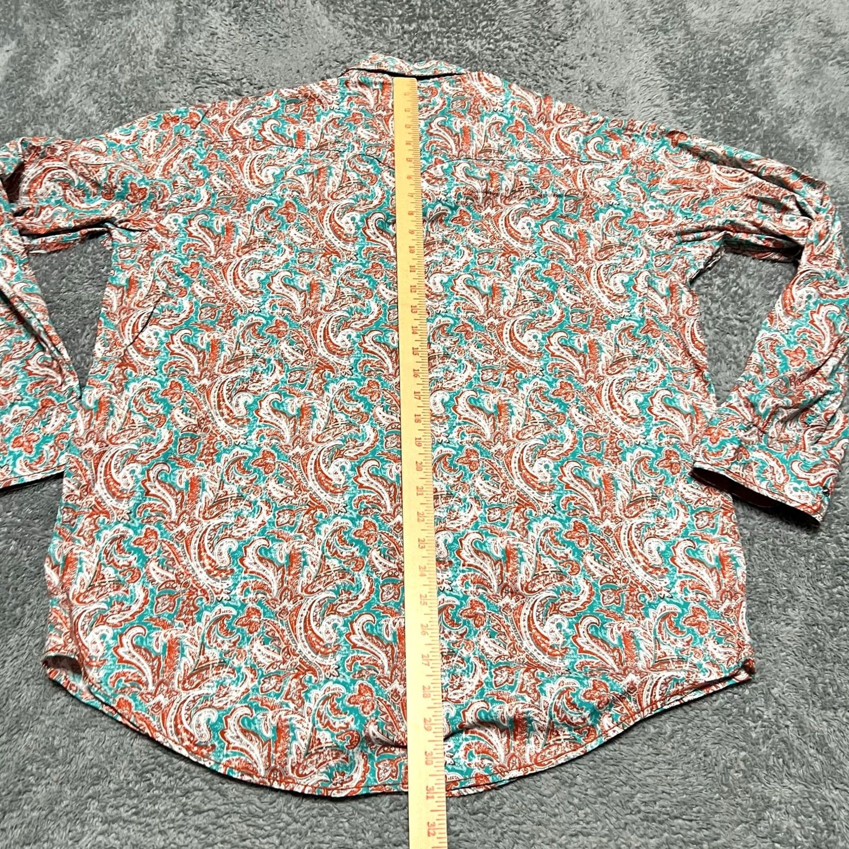 Vintage Panhandle Rough Stock Shirt Mens Large Pearl Snap Paisley All Over Print Green L Regular Long Sleeve Men Size US L / EU 52-54 / 3 - 5 Thumbnail