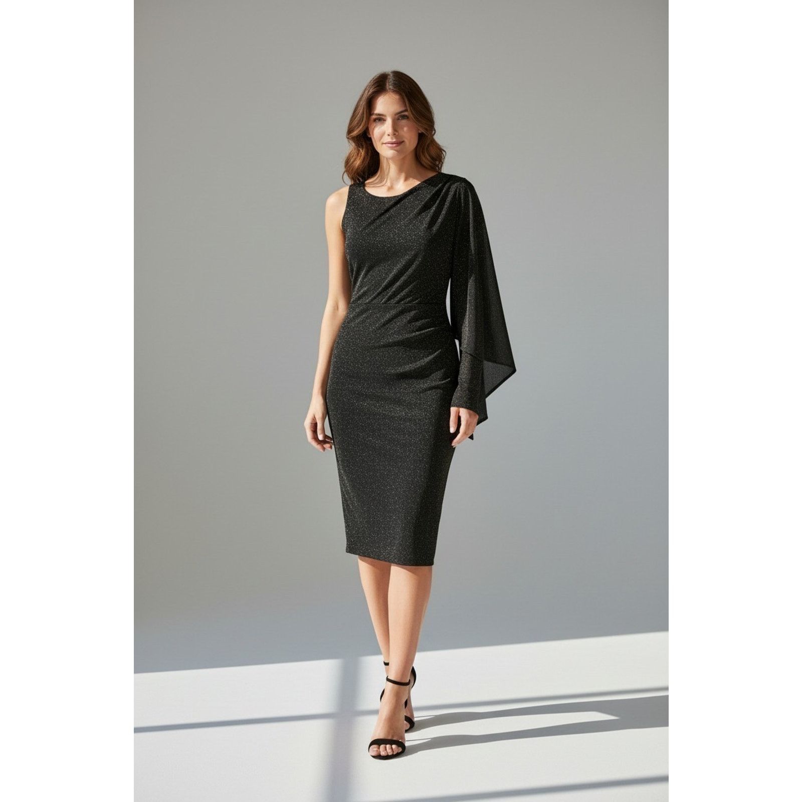 Ted Baker TED BAKER Monica Black Gold Draped One Shoulder Dress Size 0 Size XS / US 0-2 / IT 36-38 - 1 Thumbnail