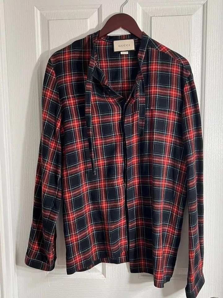 Gucci GUCCI Cambridge Flannel Long Sleeve Shirt Collar Red 52 Size US L / EU 52-54 / 3 - 7 Thumbnail