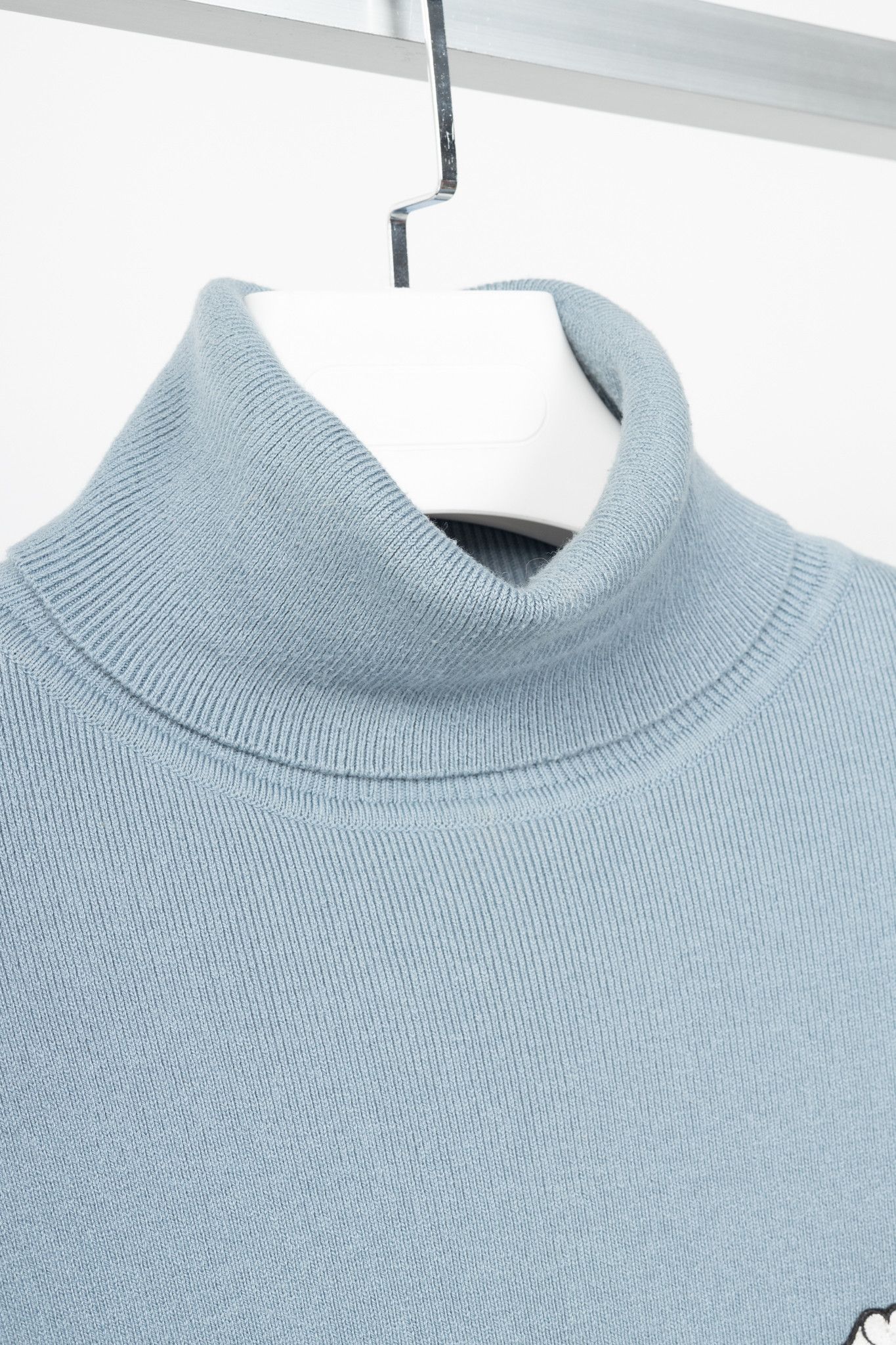 See by Chloe See by Chloe Dusty Blue Cotton & Wool Bisou Turtleneck Size L / US 10 / IT 46 - 4 Thumbnail