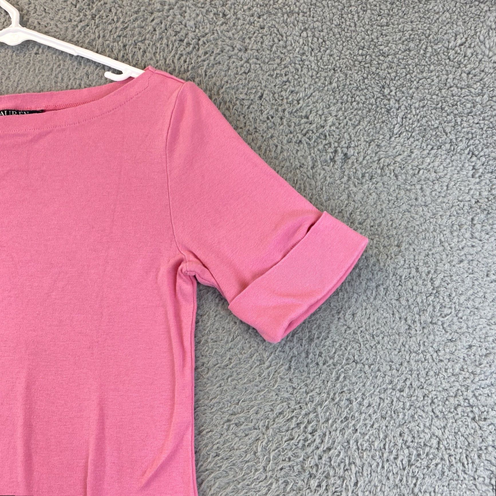 Ralph Lauren Ralph Lauren Women's T-Shirt Pink Square Neck Short Sleeve M Pullover Cotton 100% Regular Casual Modern Vintage No - Men? Girls? Size M / US 6-8 / IT 42-44 - 2 Thumbnail