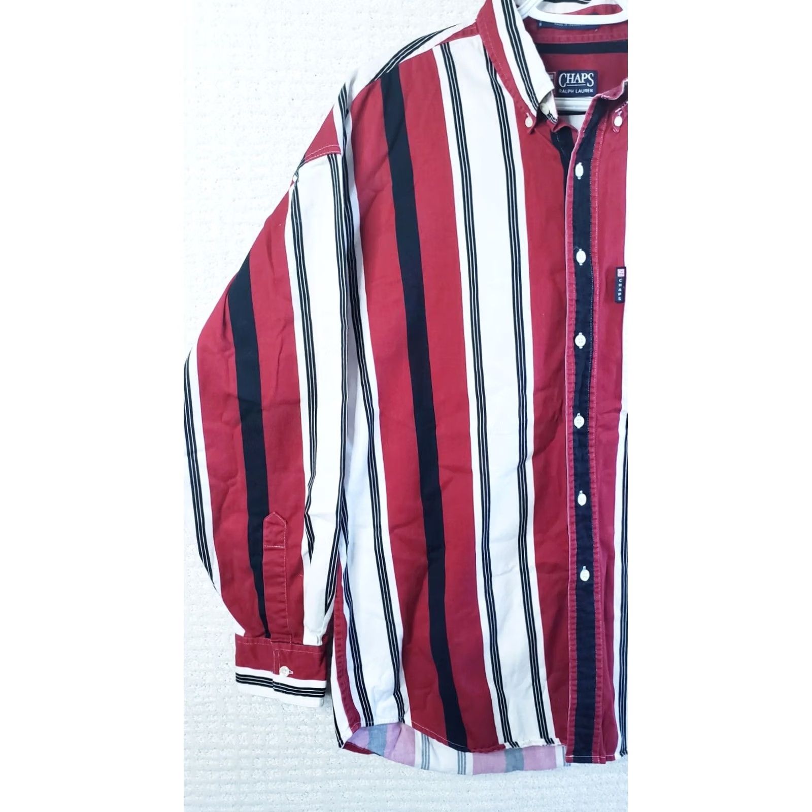 Ralph Lauren Chaps Ralph Lauren Men L Red Button-Down Long Sleeve Shirt Striped Cotton Size US L / EU 52-54 / 3 - 4 Thumbnail