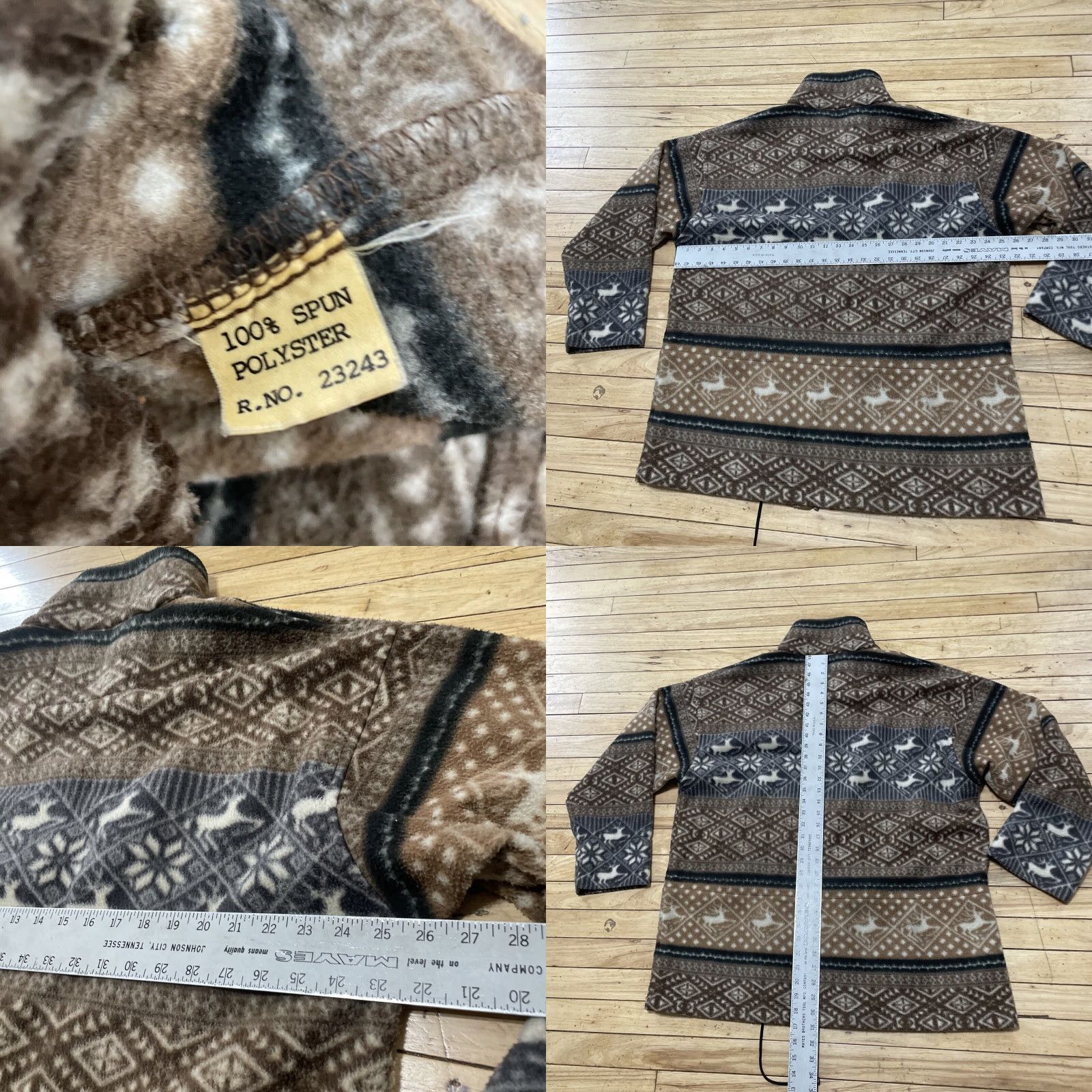 Vintage VINTAGE Slyll New York Sherpa Fleece Sweater Men L Brown Gray Deer Nordic Tribal 90s Full Zip Size US L / EU 52-54 / 3 - 8 Thumbnail